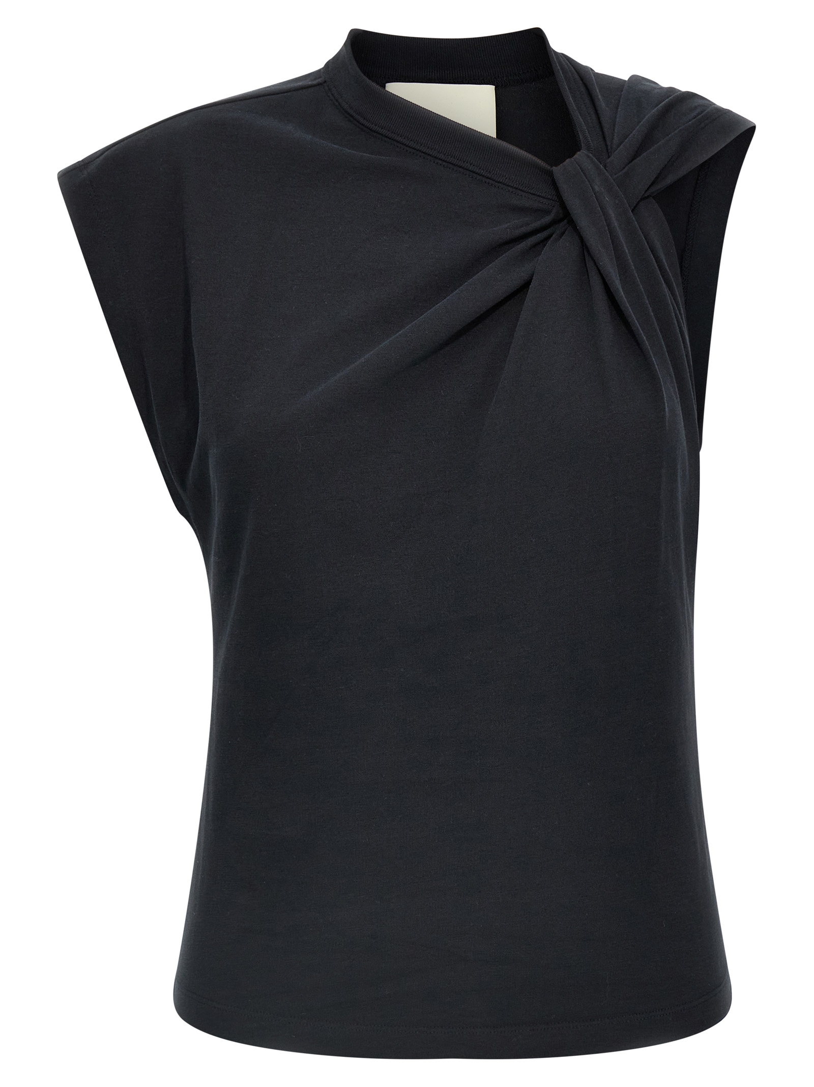 Black Cotton Sleeveles T-Shirt