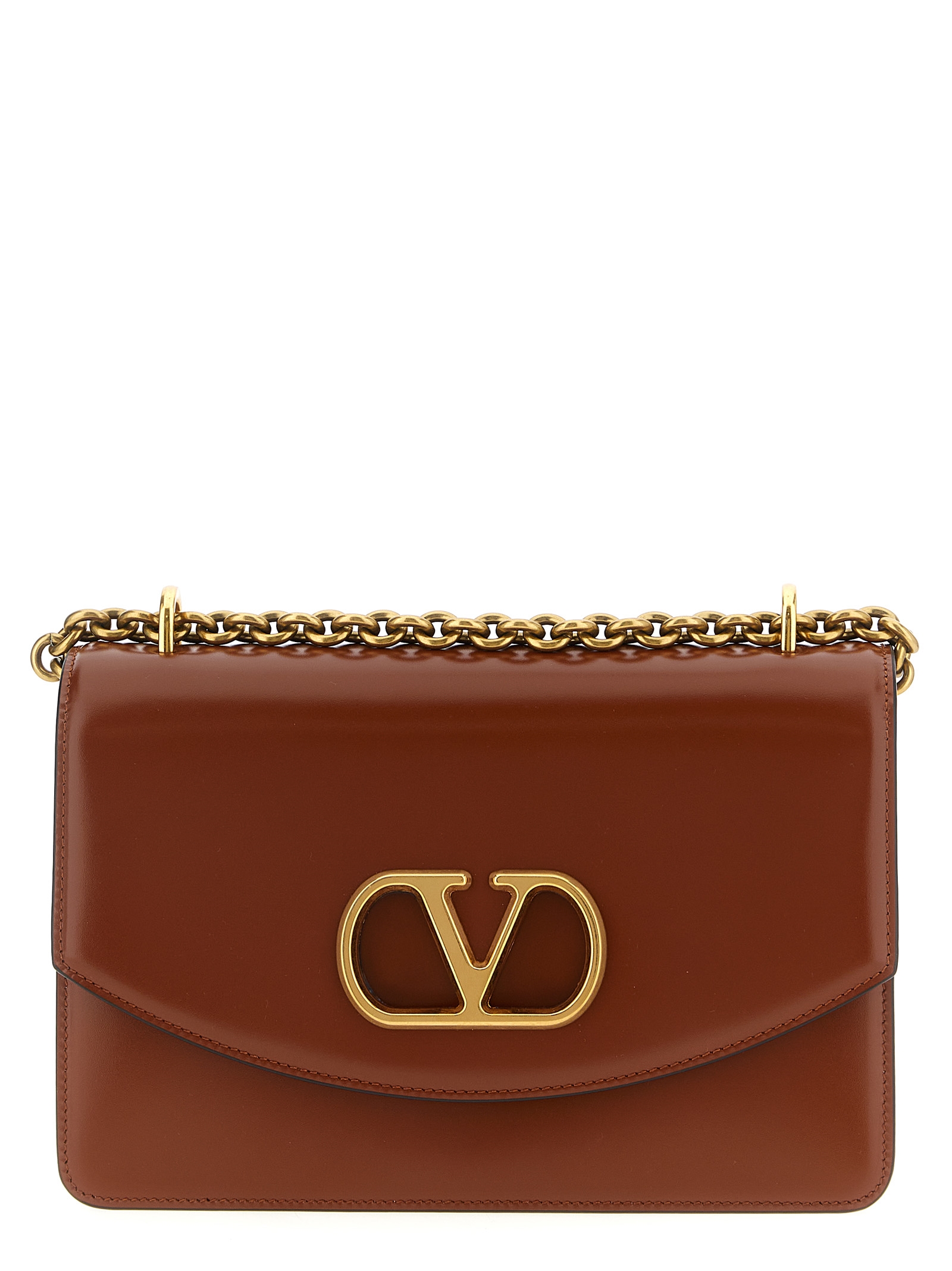 Brown Calfskin Shoulder Bag