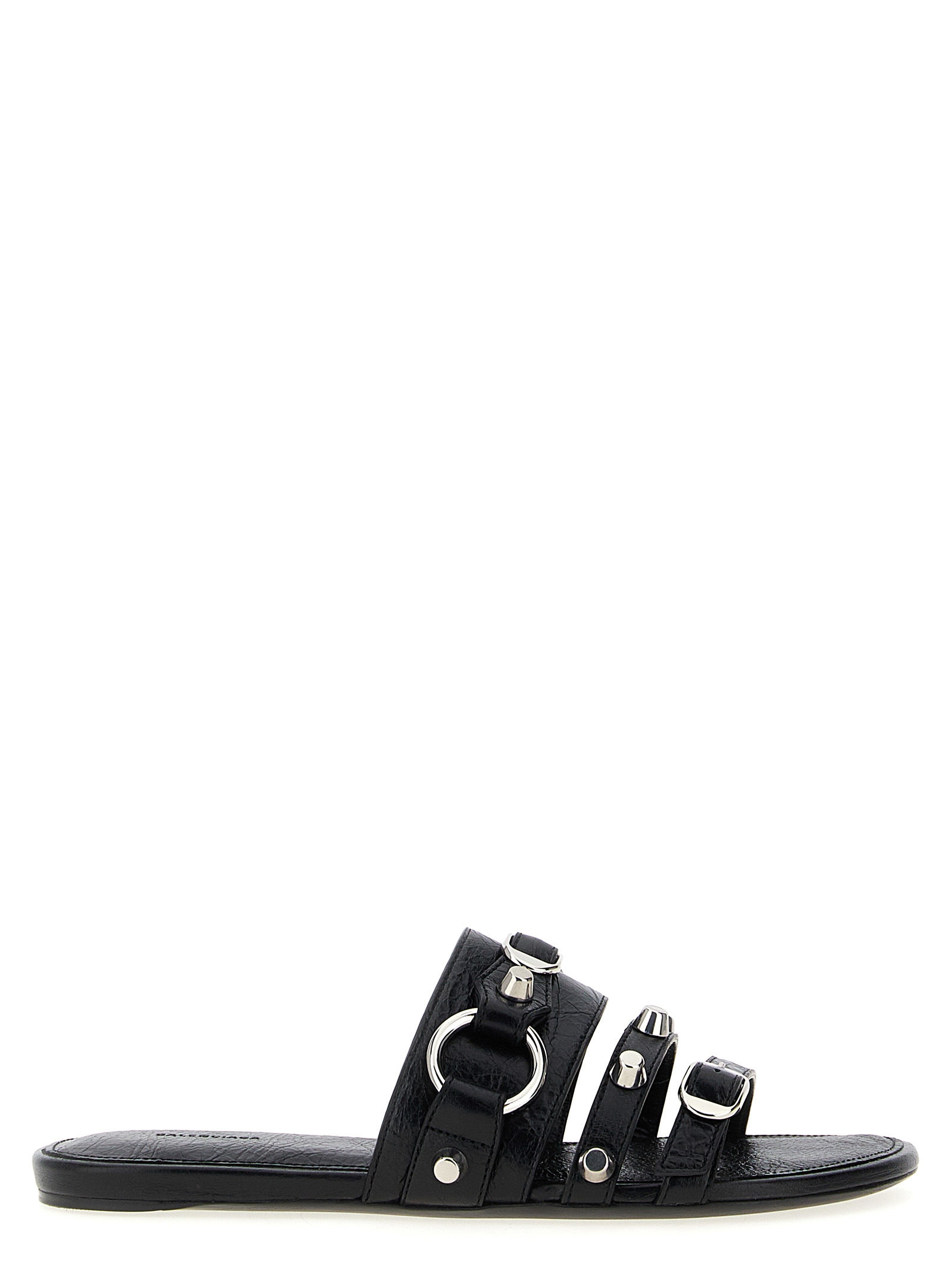 Black Lamb Leather Slides