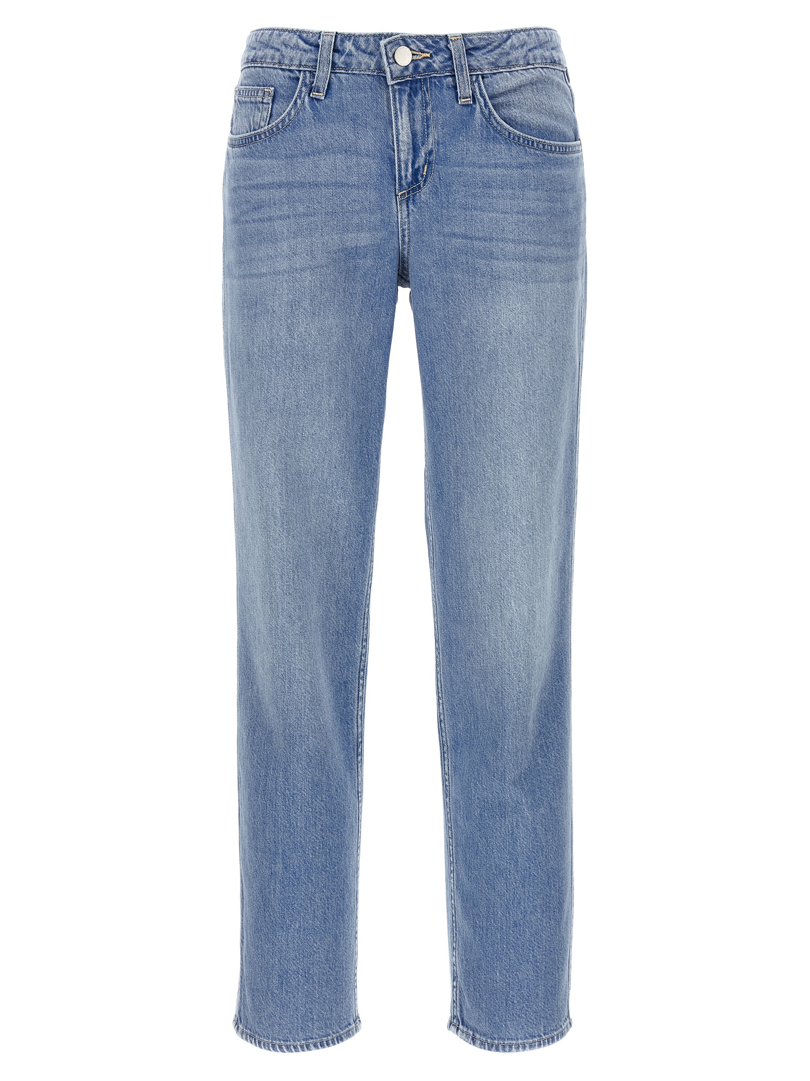 Blue Cotton Straight-Leg Jeans