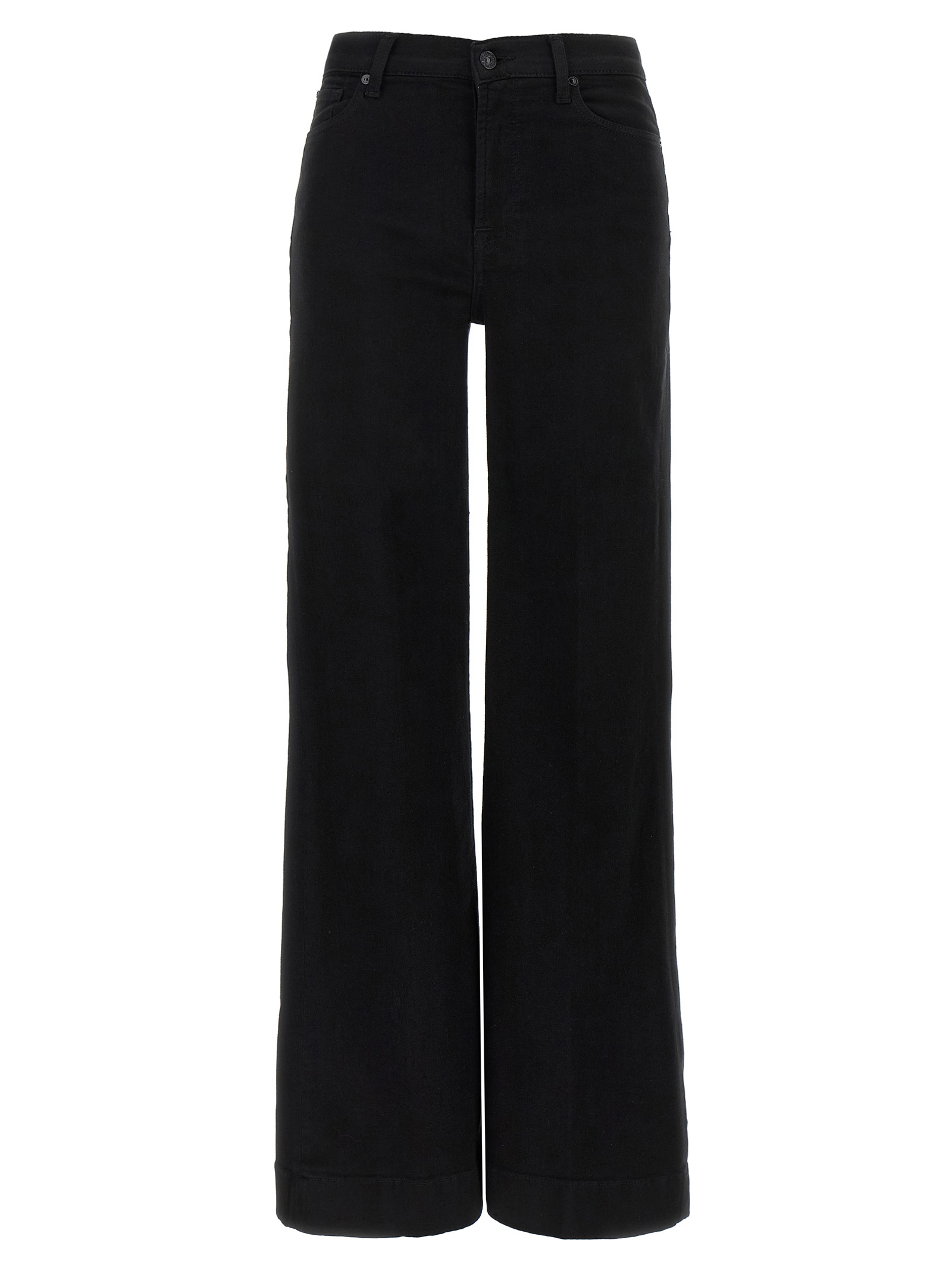 Black Cotton Flared Jeans