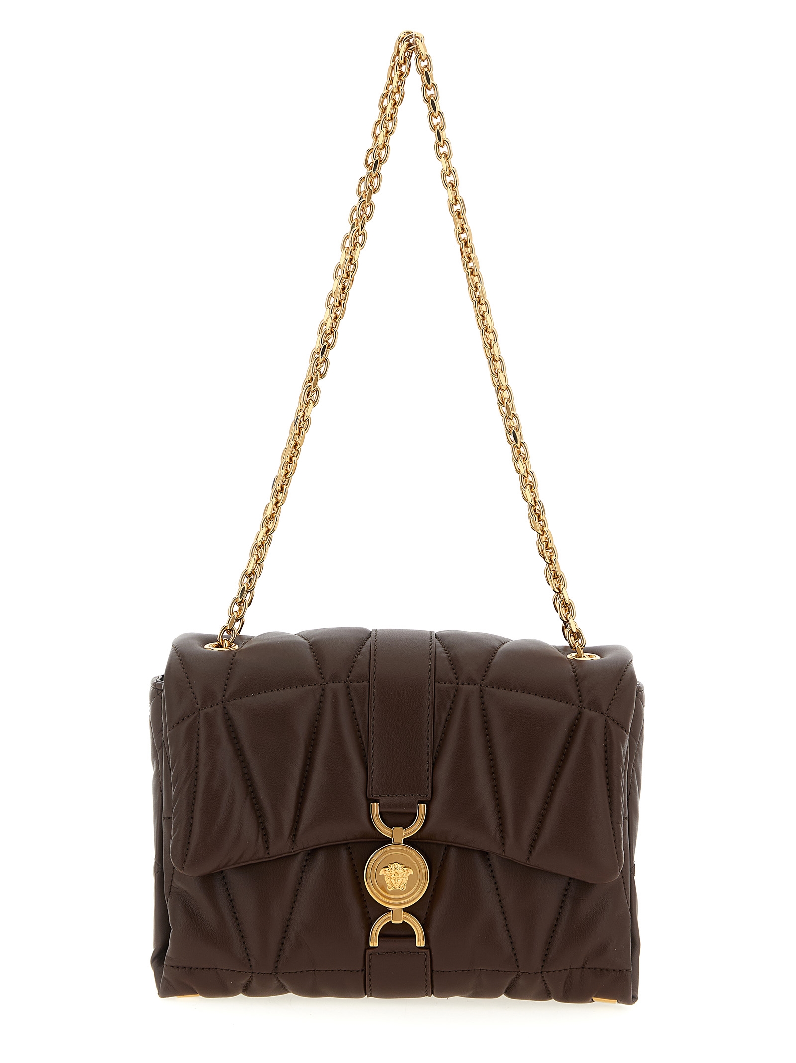 Versace Brown Lamb Leather Shoulder Bag - Women