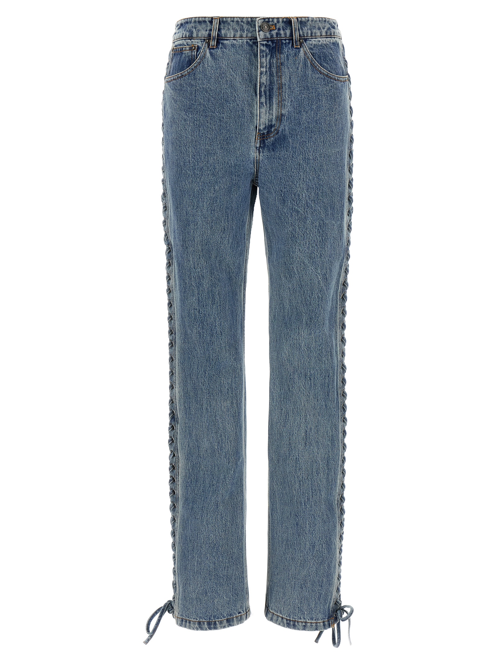 Blue Cotton Straight-Leg Jeans