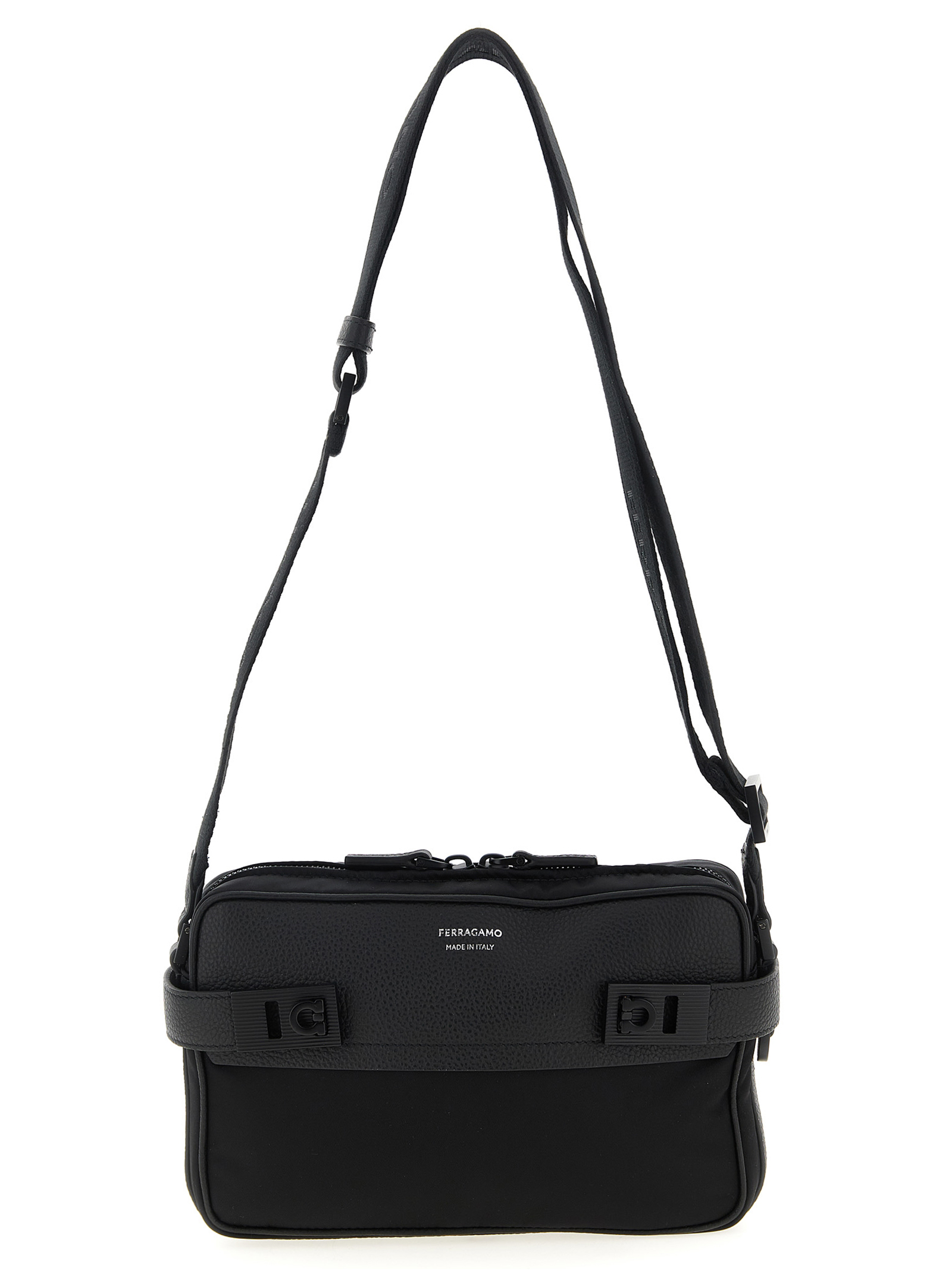 Ferragamo Black Fabric Crossbody Bag - Men