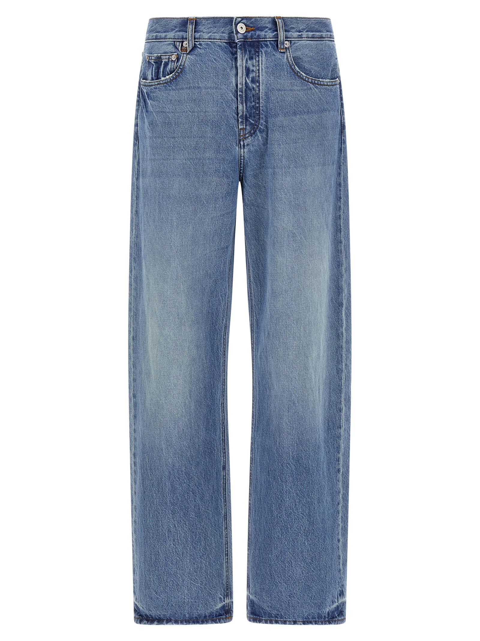 Blue Cotton Straight-Leg Jeans