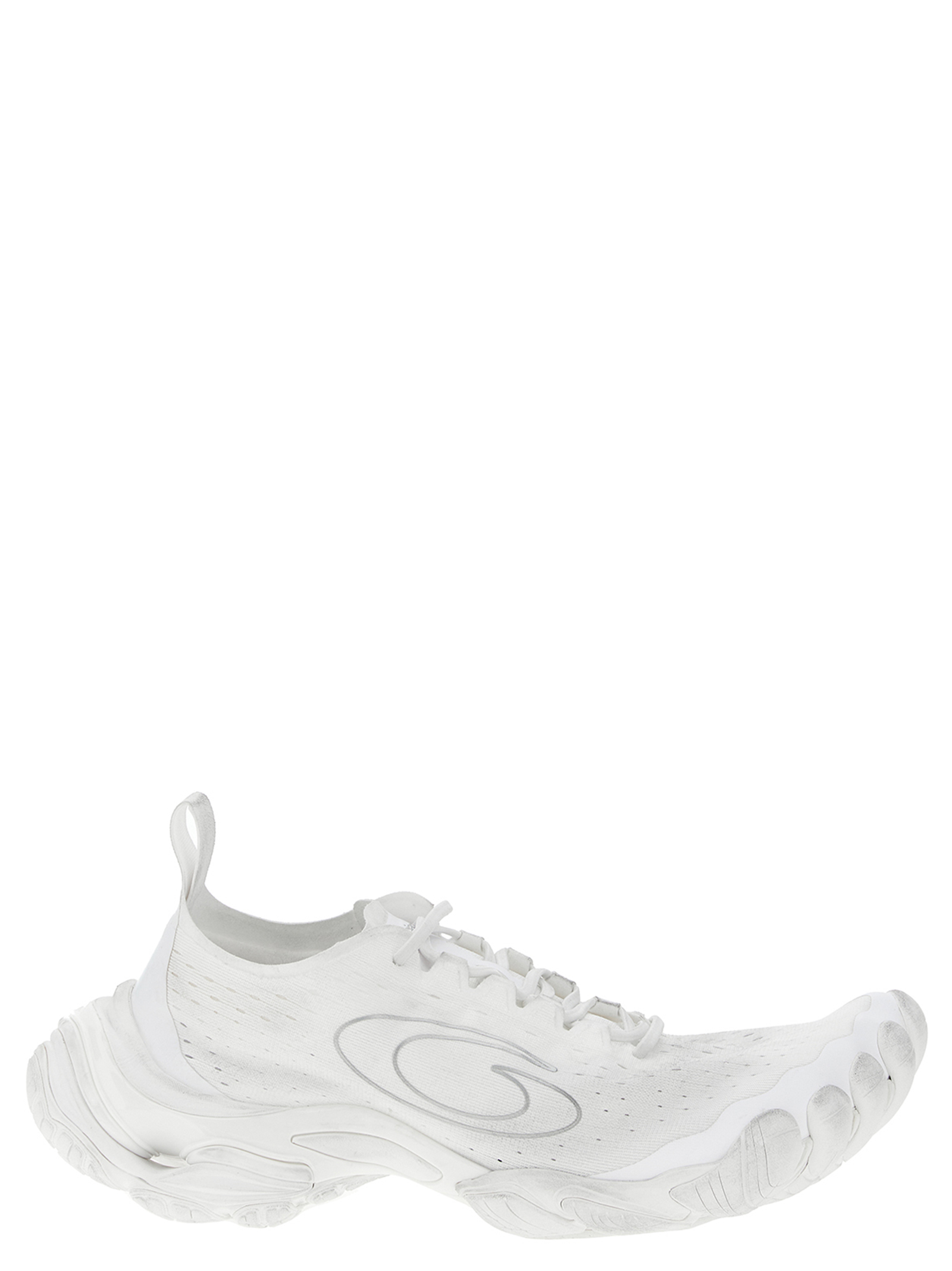 White Polyester Athletic Sneakers