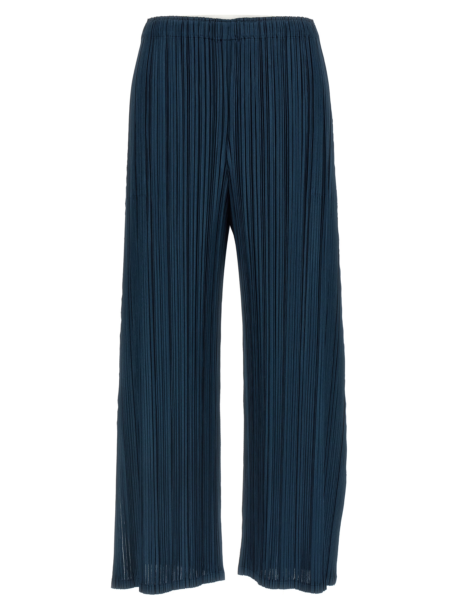 Blue Polyester Casual Pants