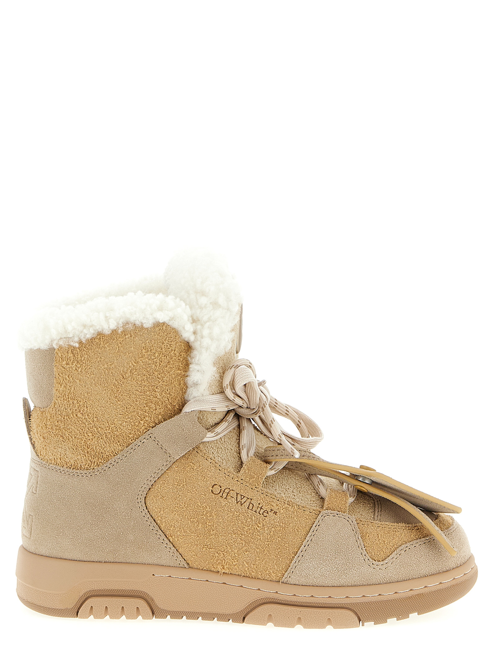 Off-White Beige Calfskin Ankle Boots - Women