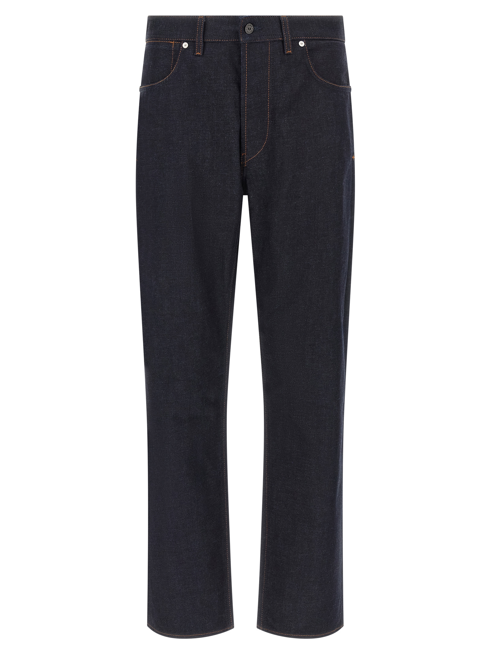 Blue Cotton Straight-Leg Jeans
