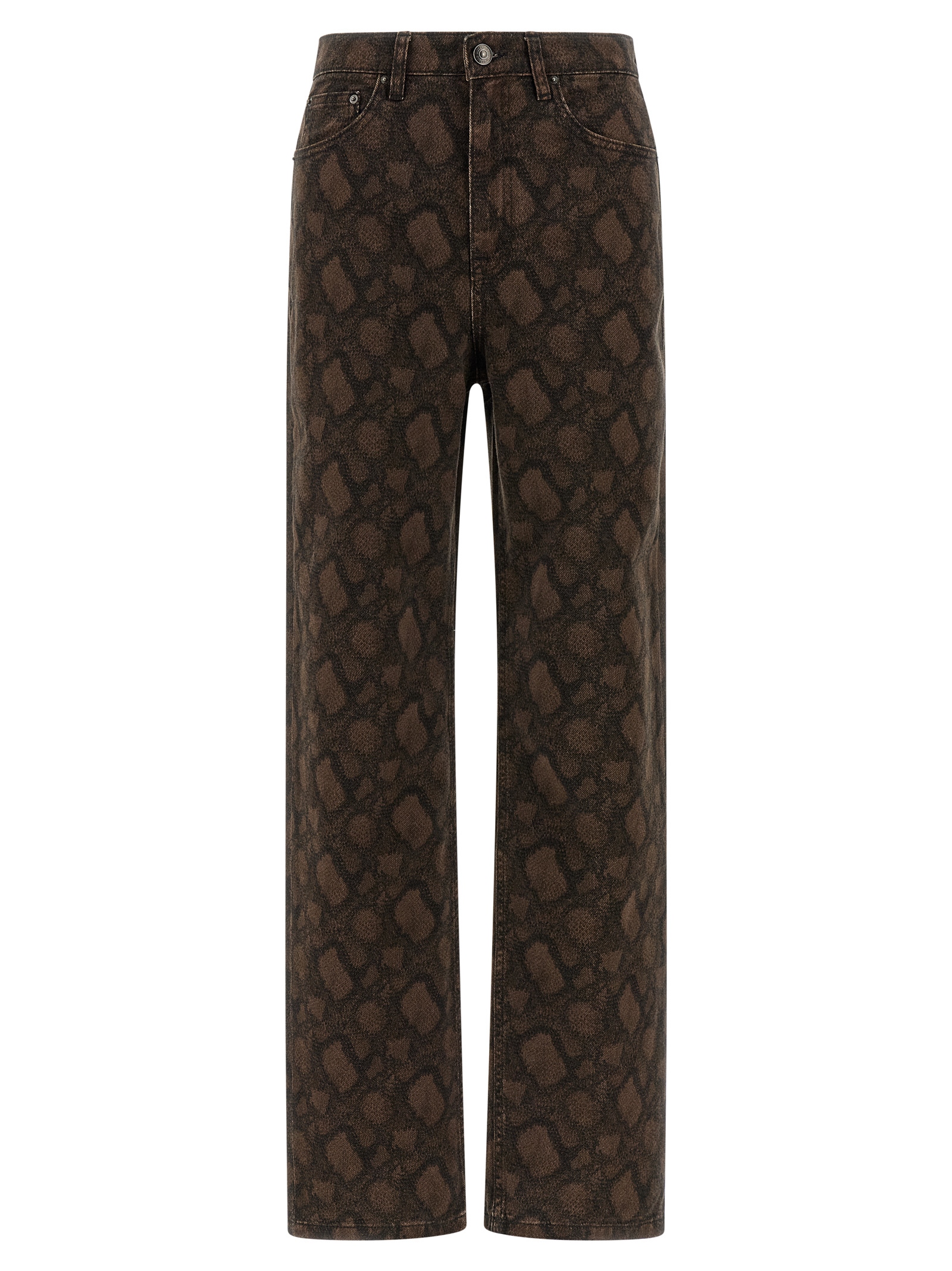 Brown Cotton Straight-Leg Jeans