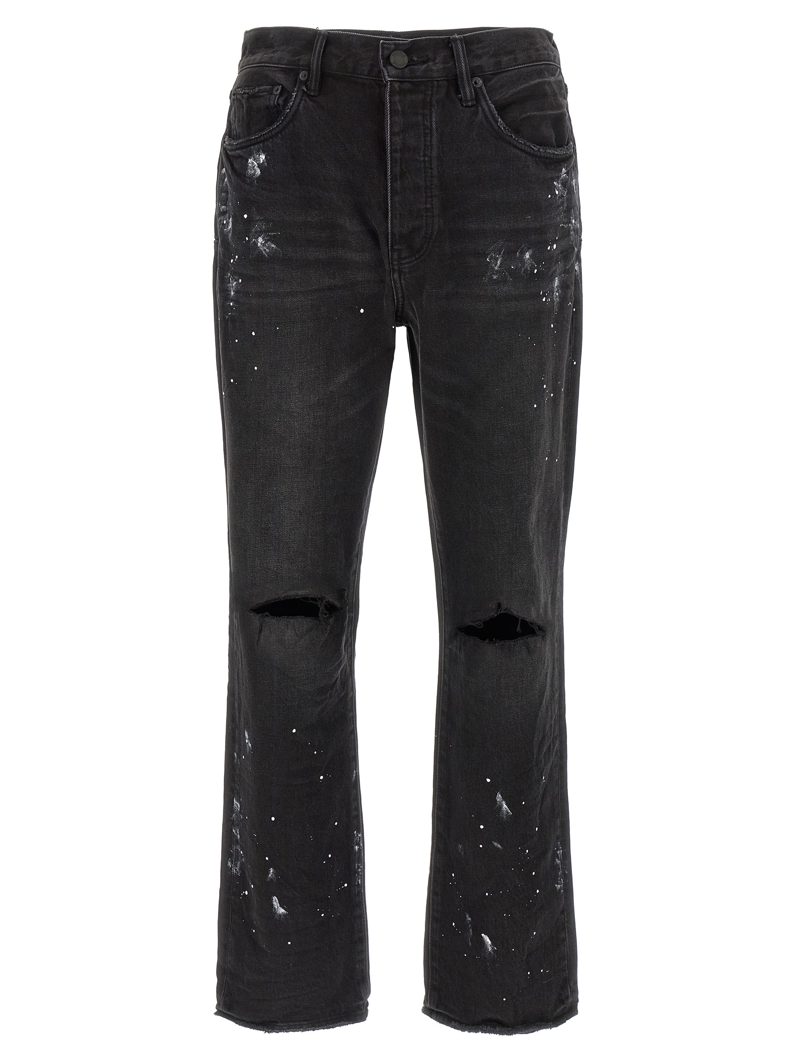 Black Cotton Straight-Leg Jeans