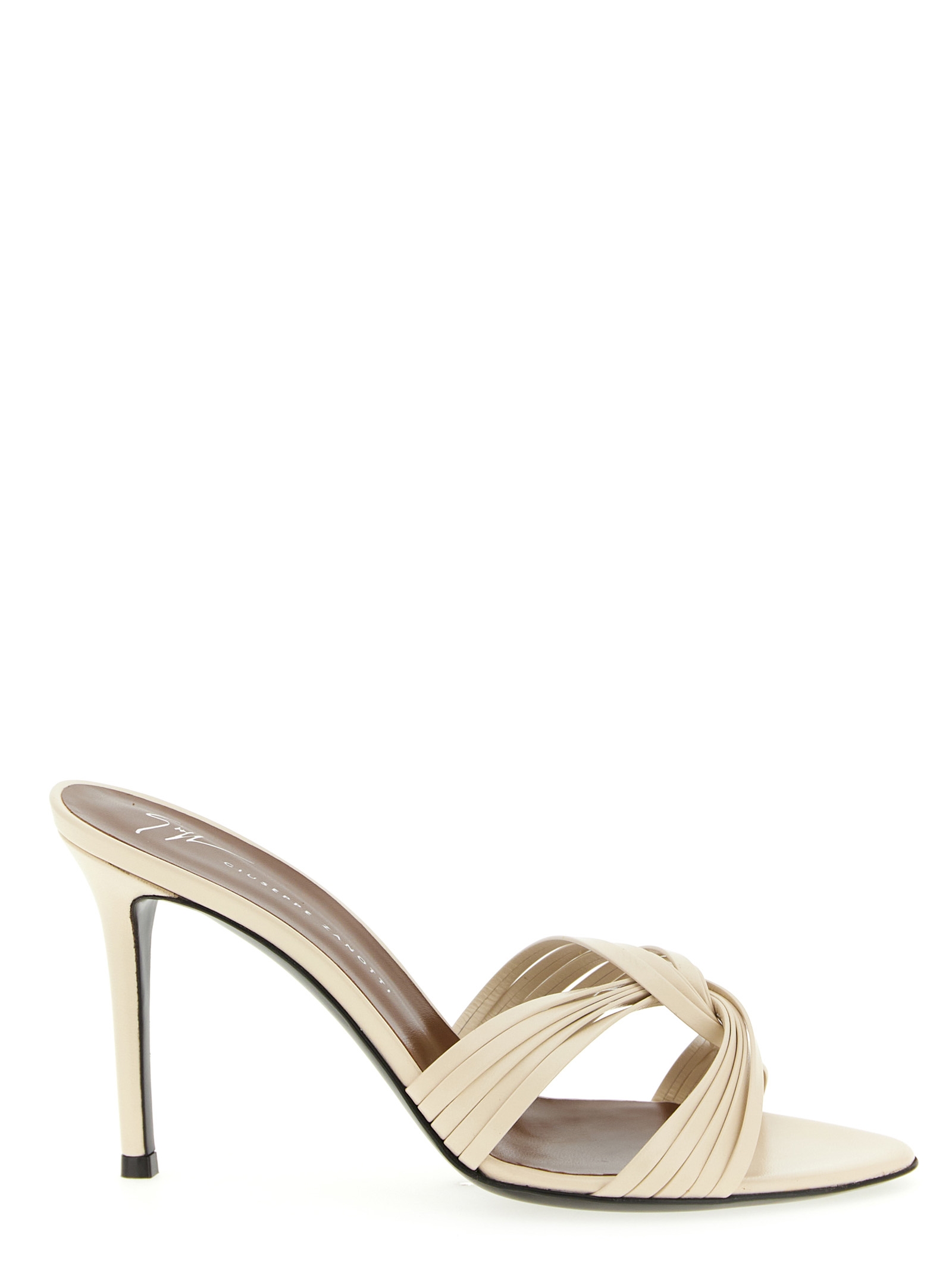 White Calfskin Stiletto Heel Sandals