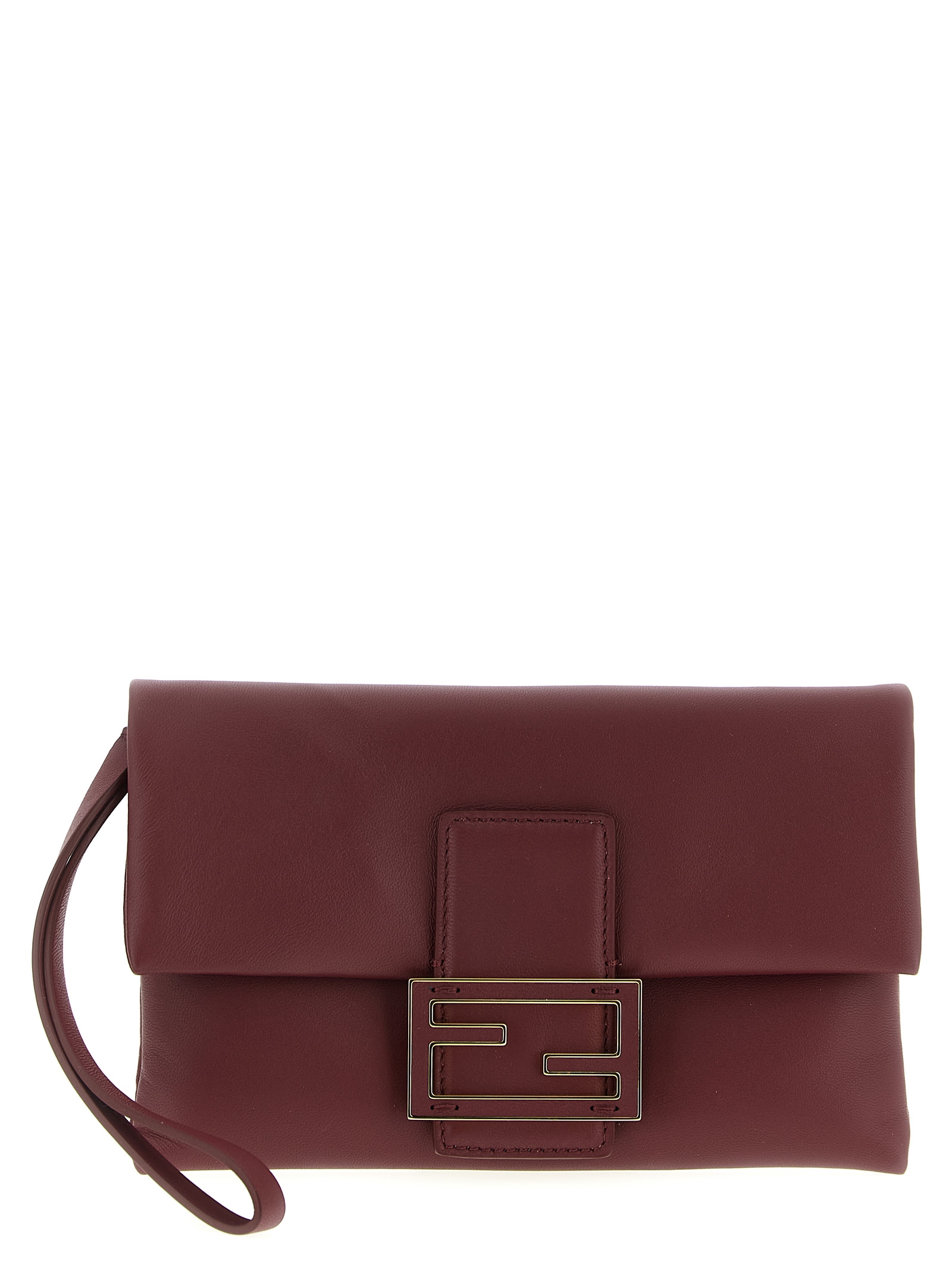 Fendi Bordeaux Lamb Leather Clutch Bag - Women