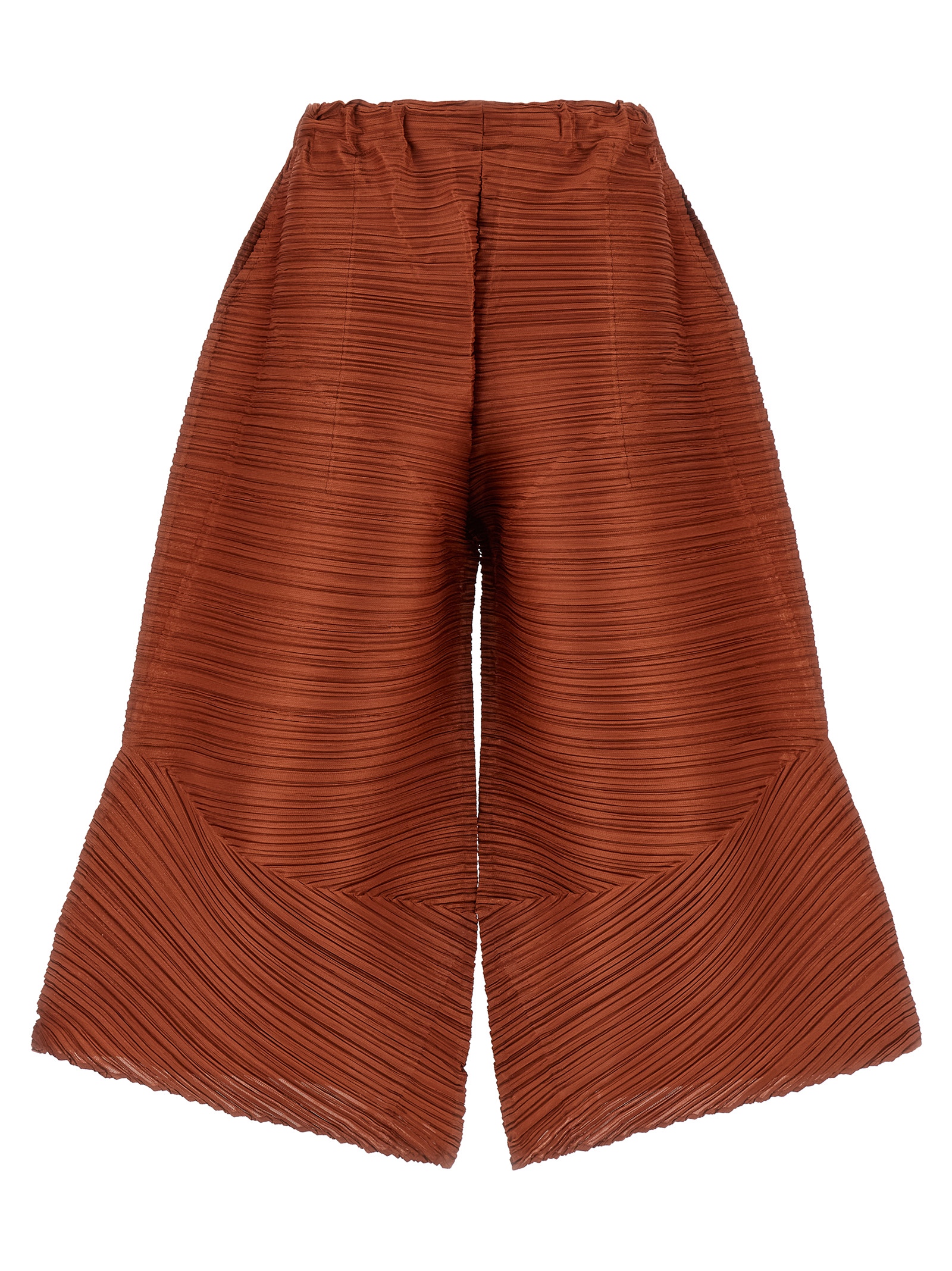 Brown Polyester Casual Pants