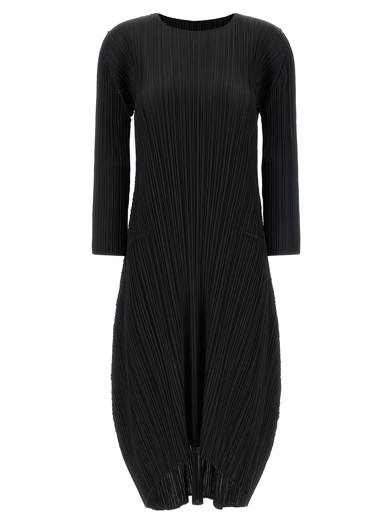 Black Polyester Midi Dress