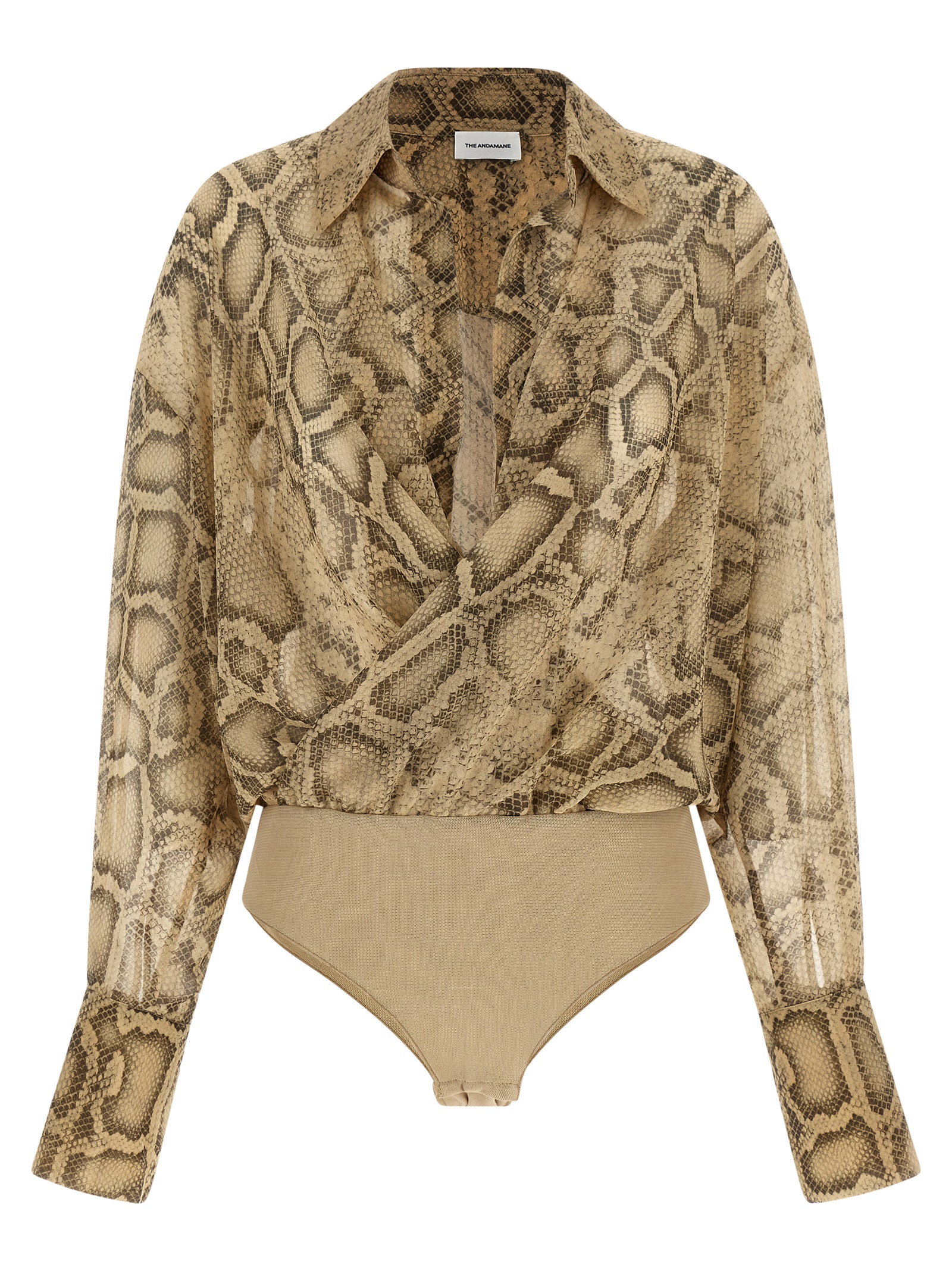 Beige Polyester Bodysuit