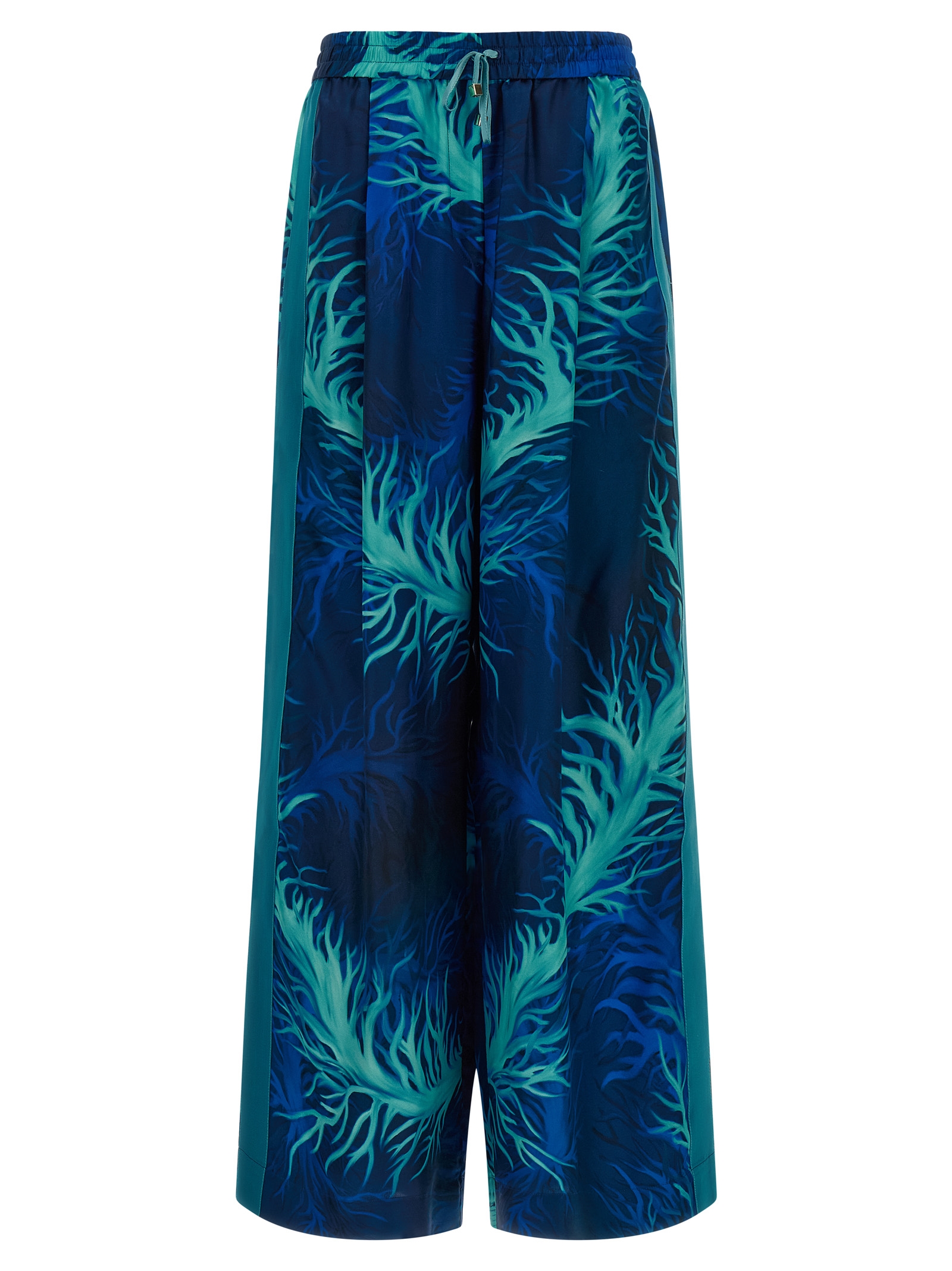 Blue Silk Casual Pants