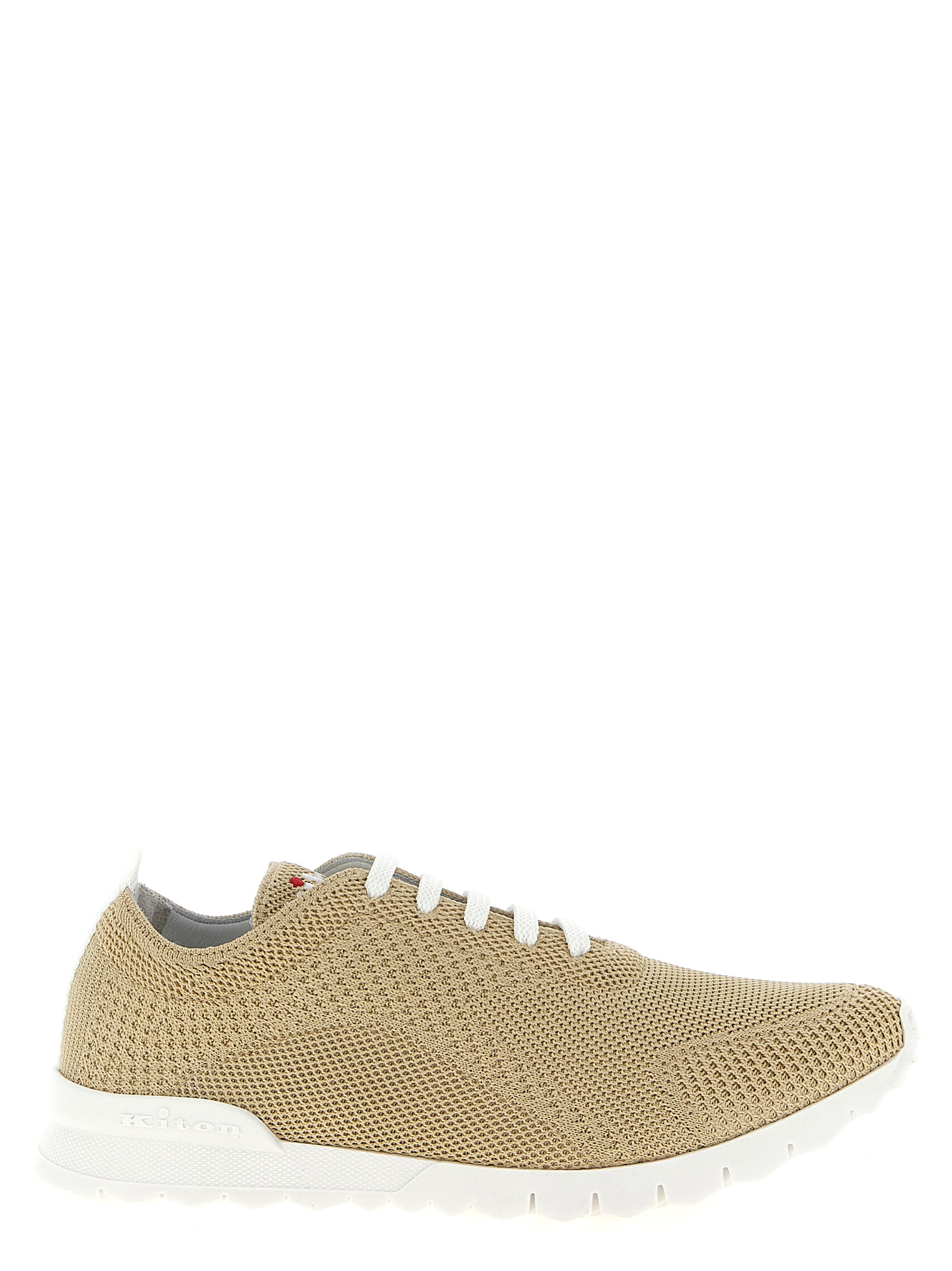 Beige Cotton Athletic Sneakers