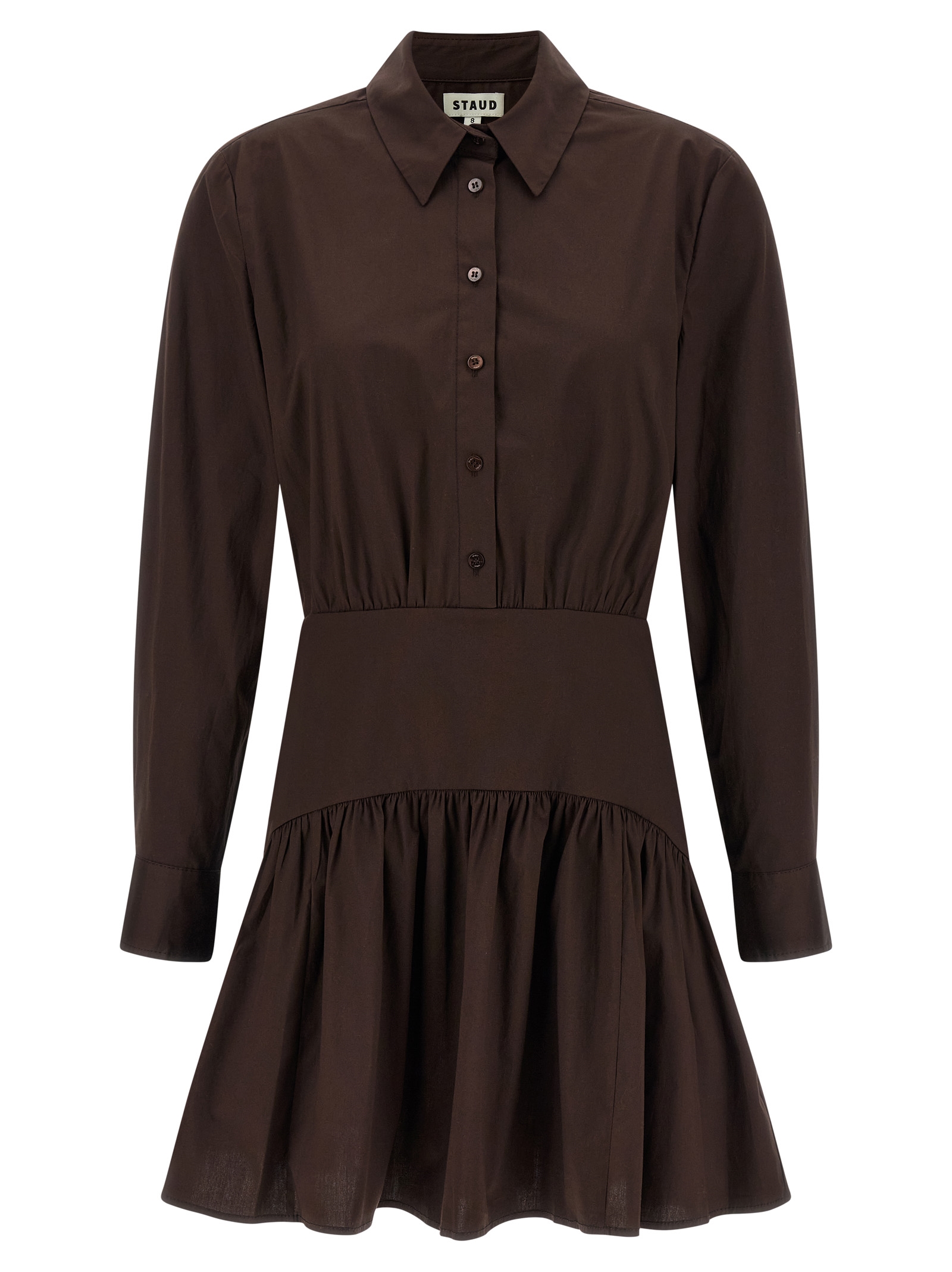 Brown Cotton Short Dress