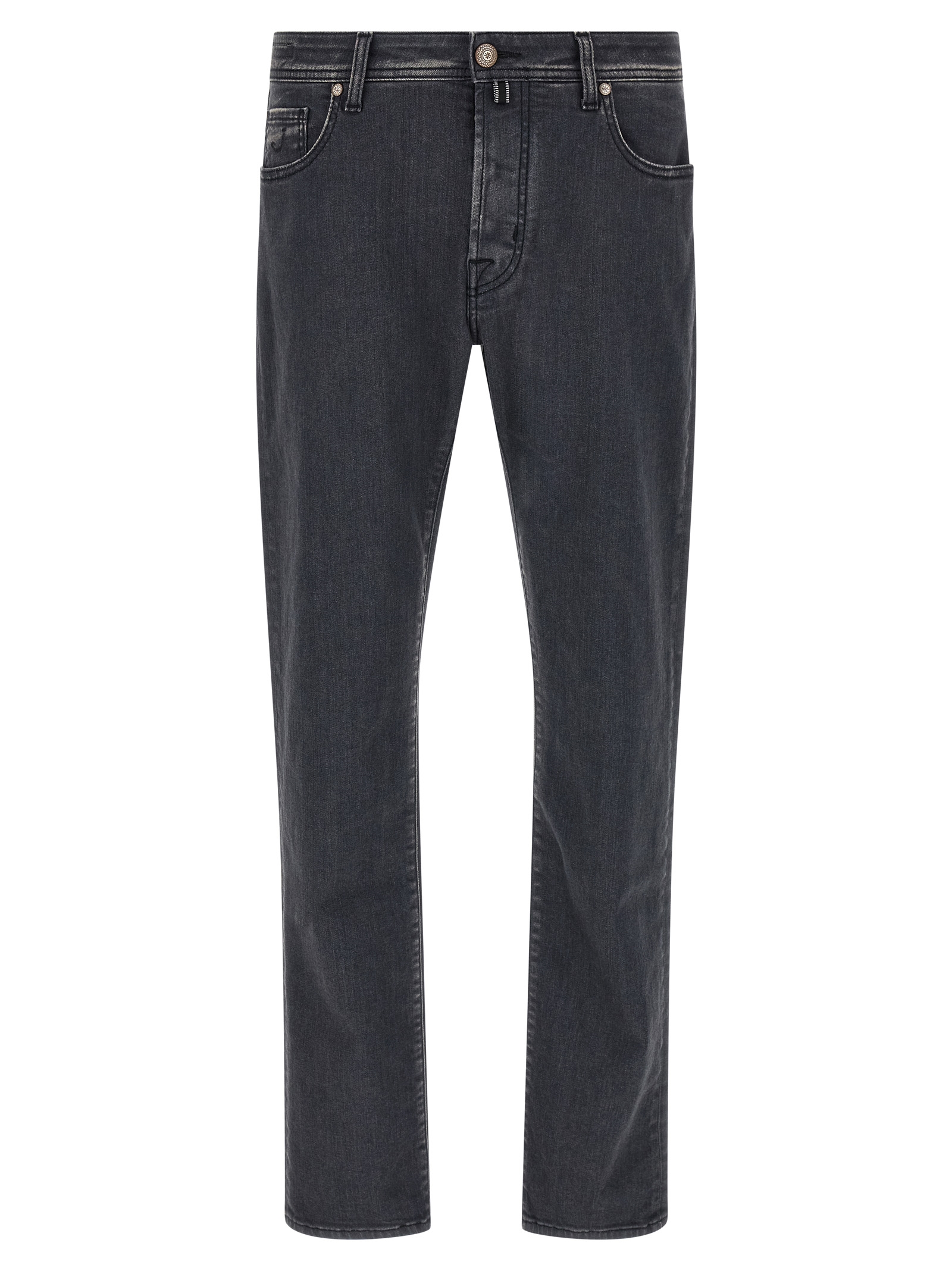 Gray Cotton Straight-Leg Jeans