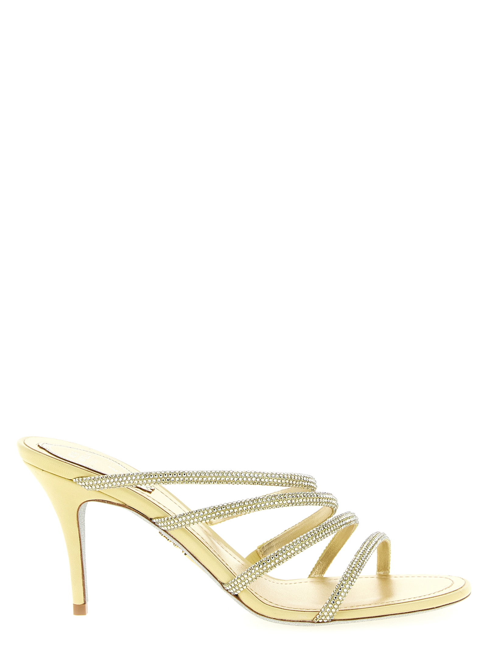 Gold Viscose Stiletto Heel Sandals