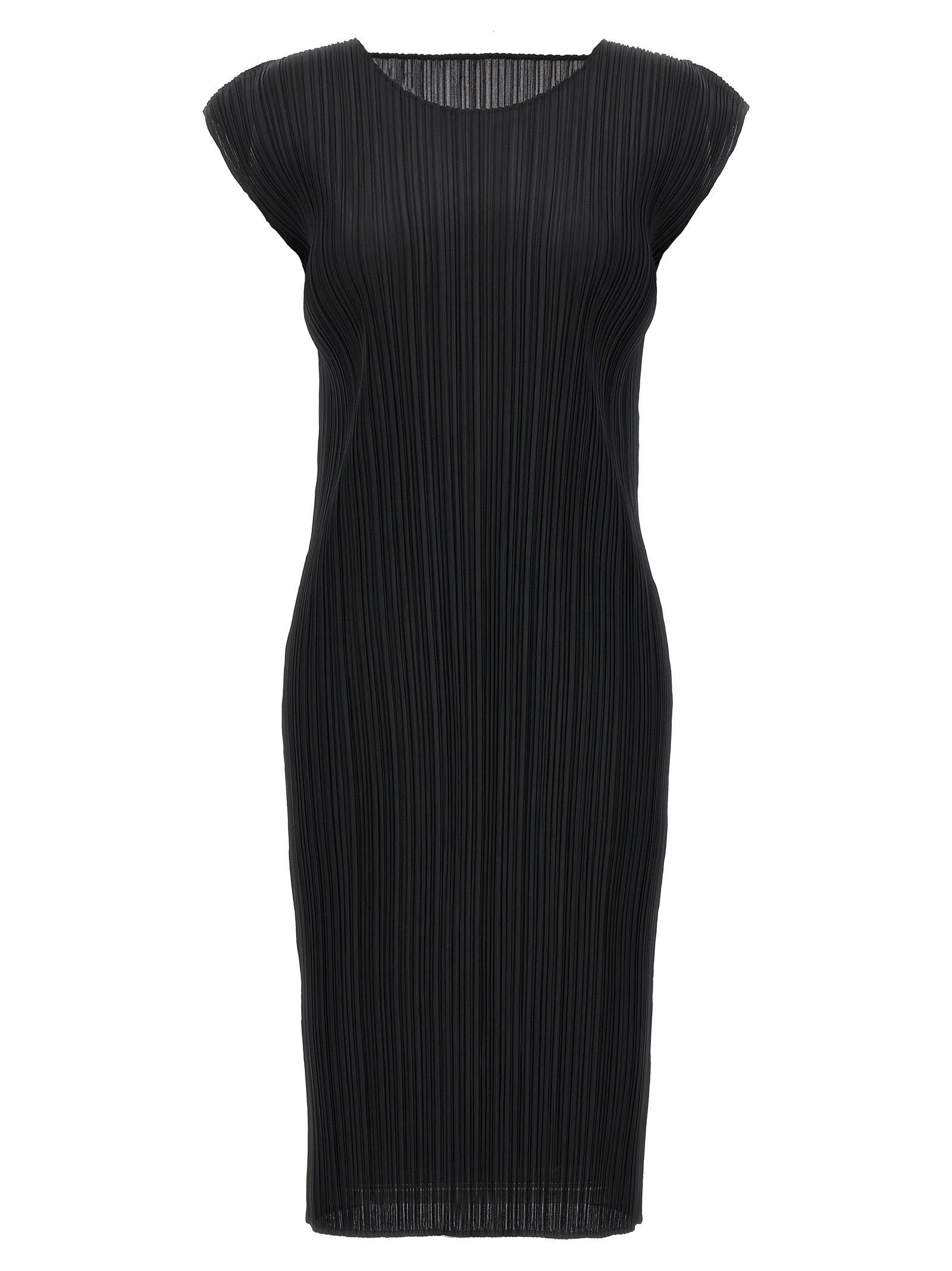 Black Polyester Midi Dress