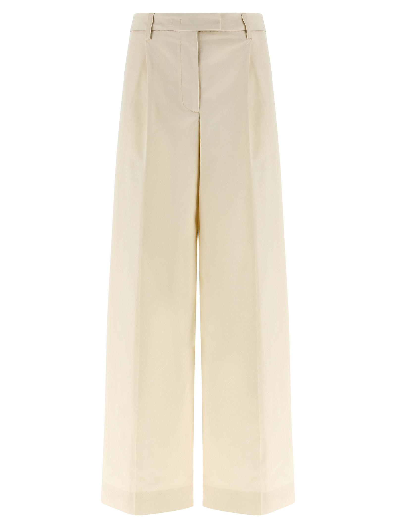White Cotton Casual Pants