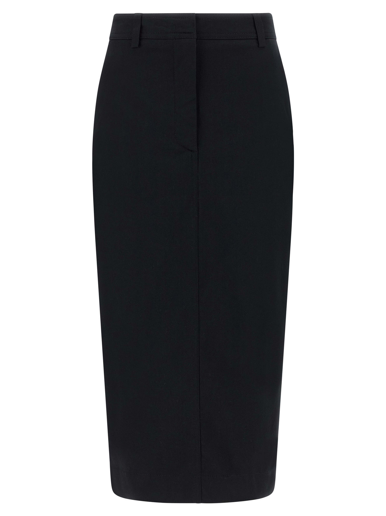 Black Cotton Midi Skirt
