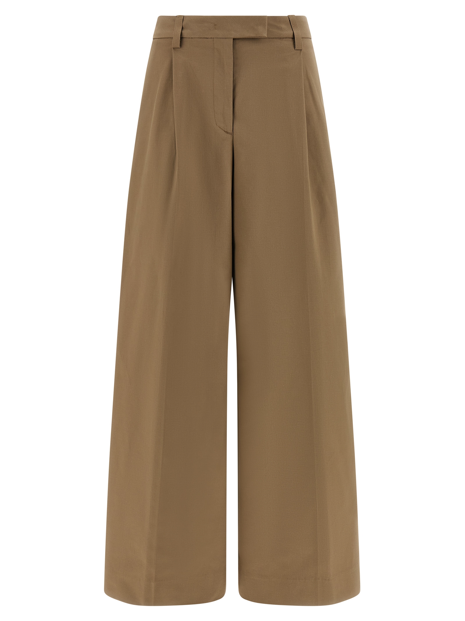 Brown Cotton Casual Pants
