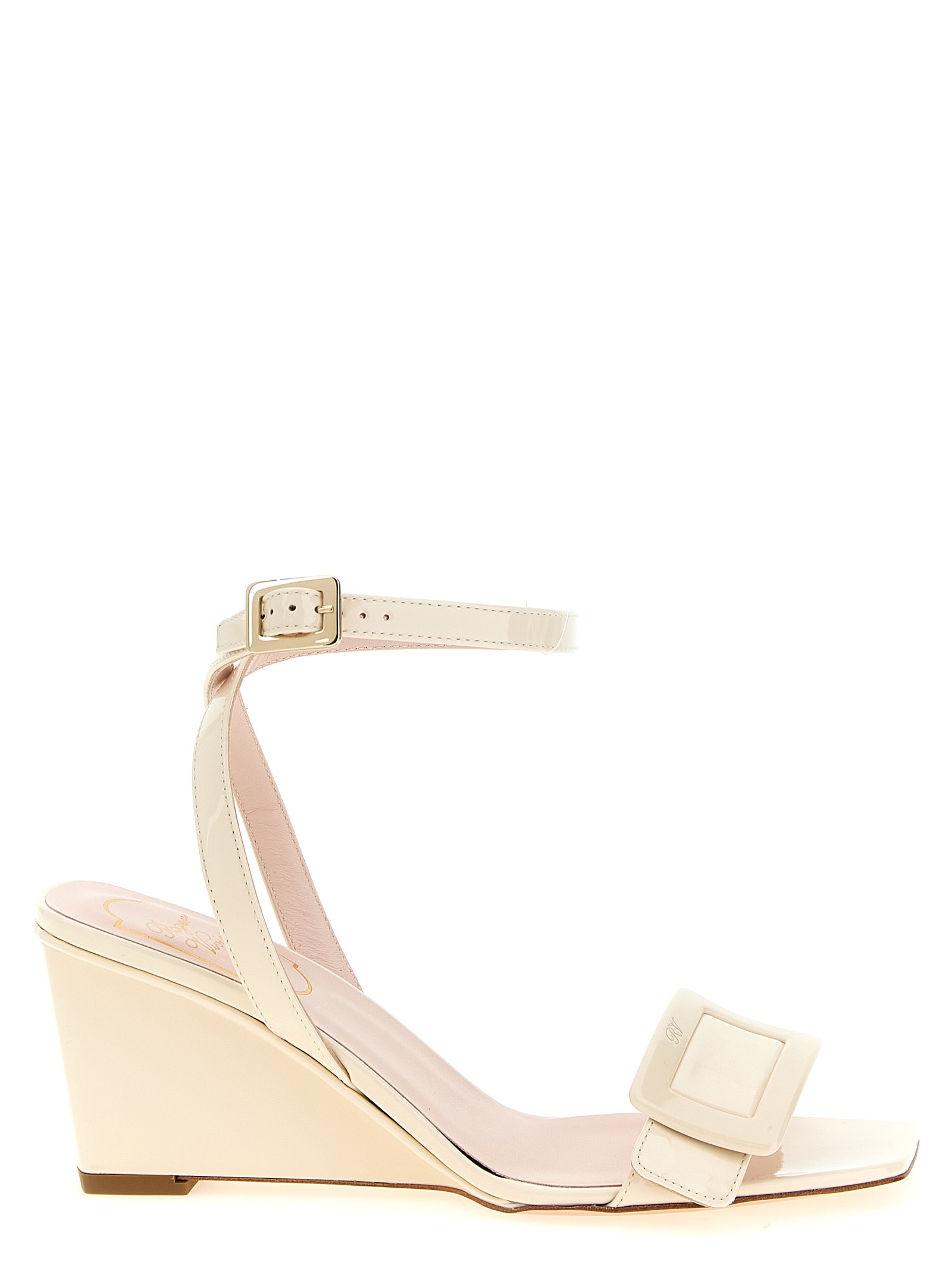 White Calfskin Wedge Sandals