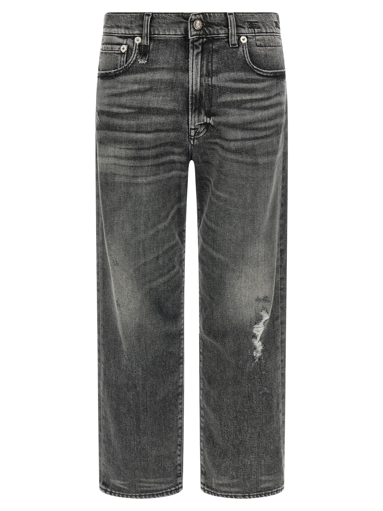 Gray Cotton Boyfriend Jeans