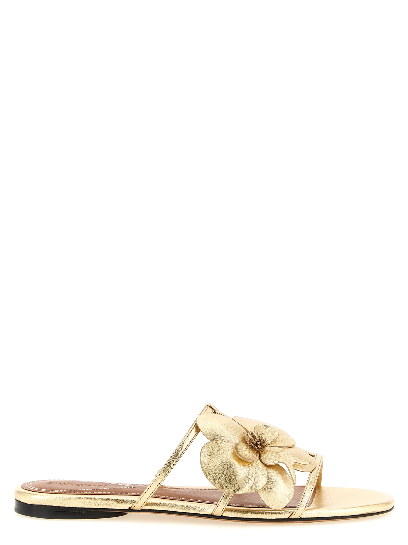 Gold Leather Slides