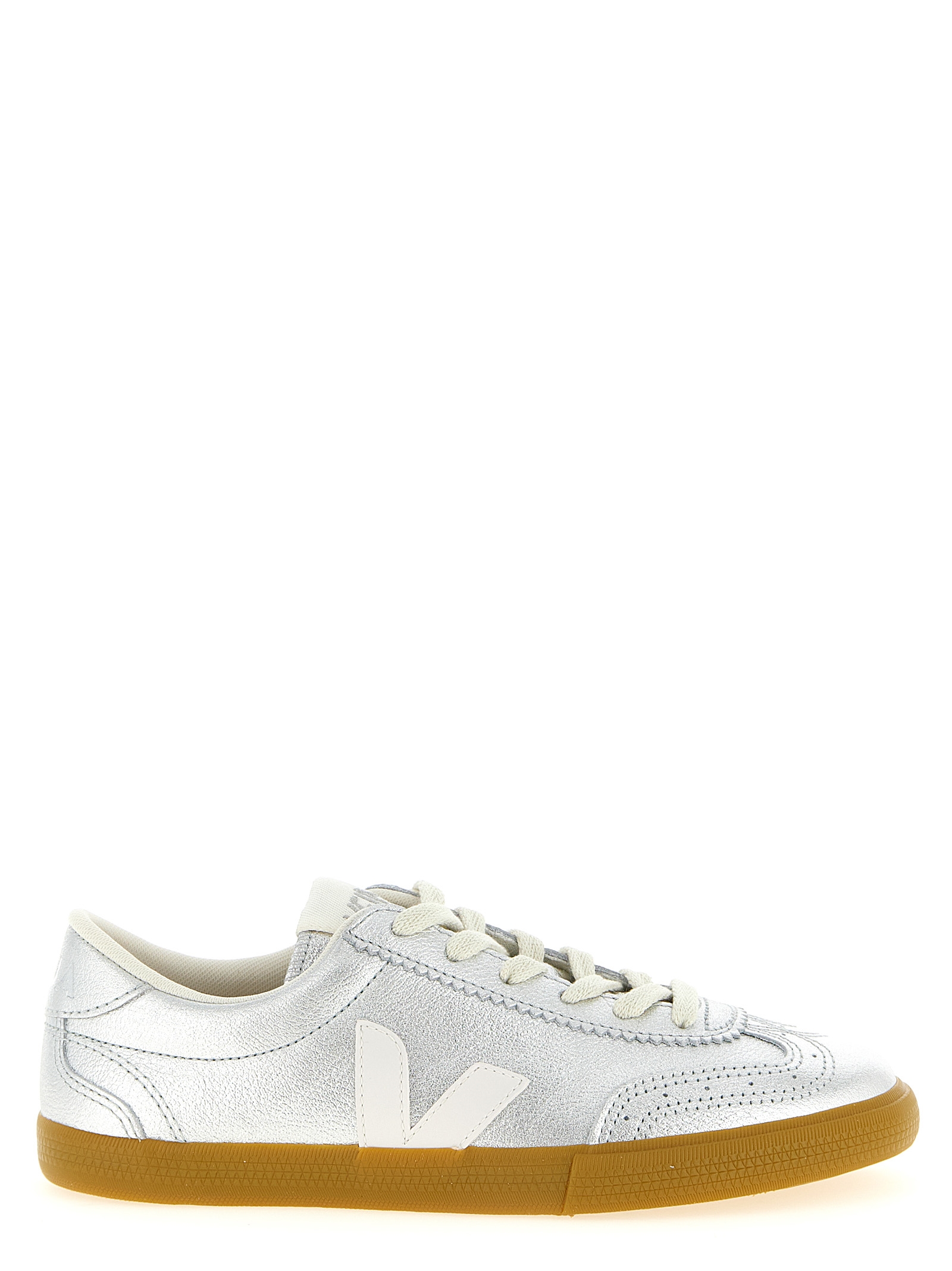 Silver Genuine Leather Sneakers