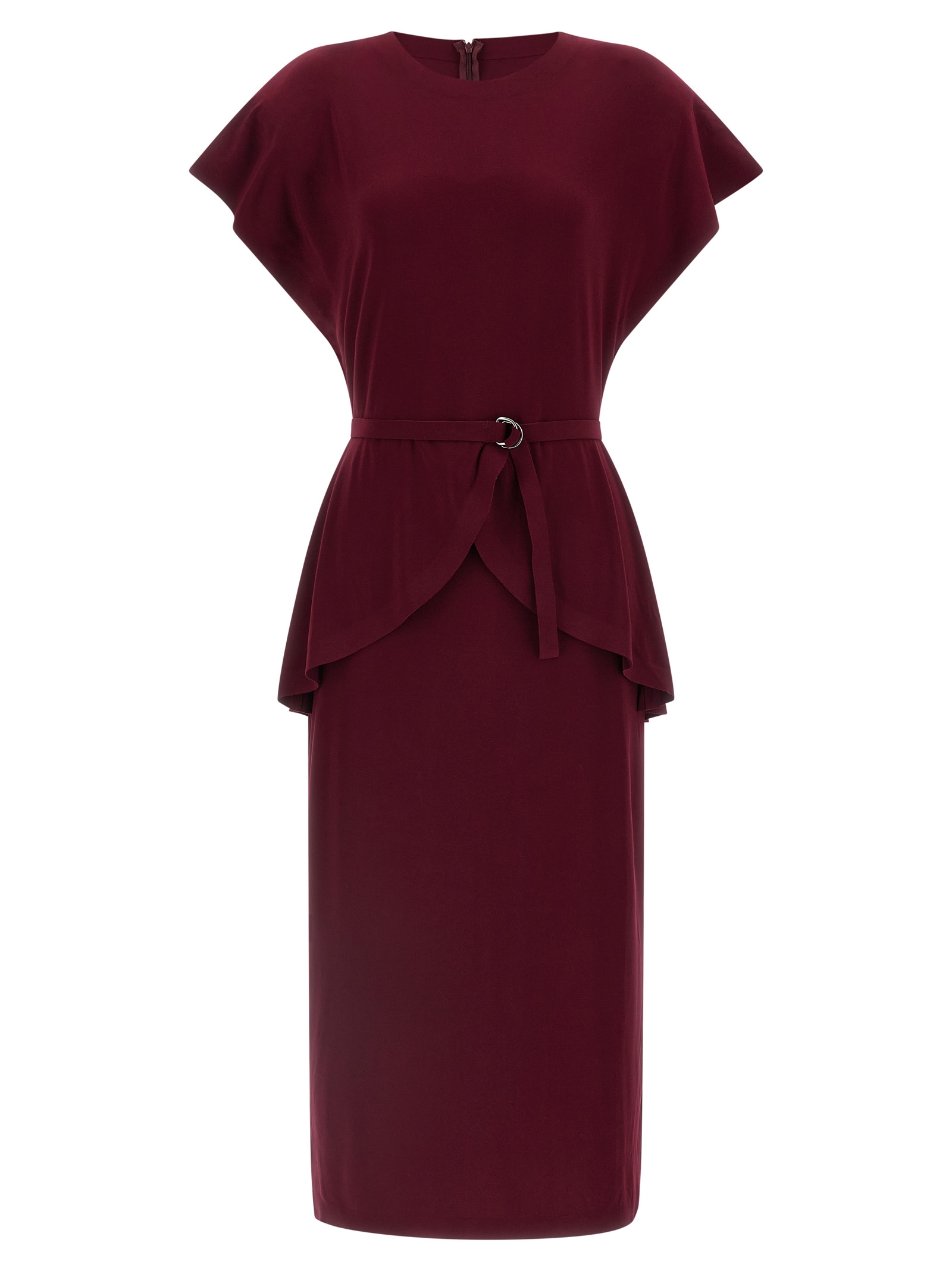 Bordeaux Polyester Midi Dress