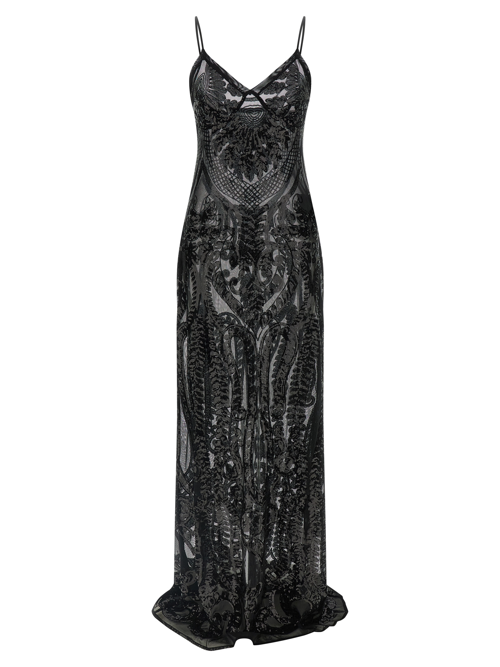 Black Polyester Long Dress
