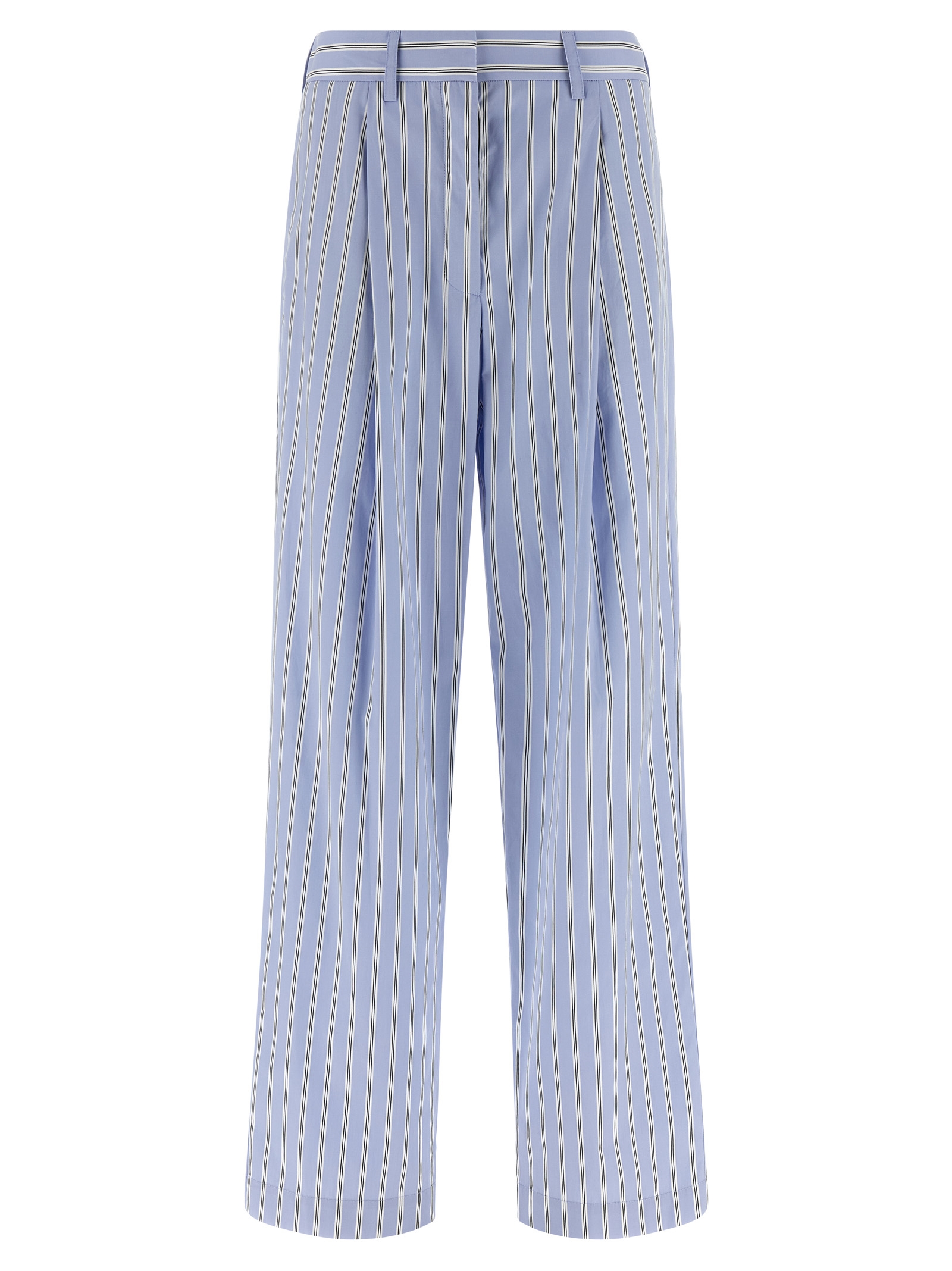 Blue Cotton Casual Pants