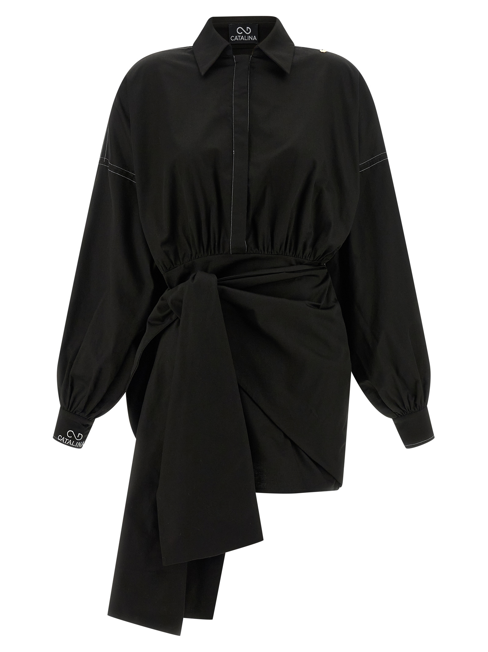 Black Polyester Short Dress