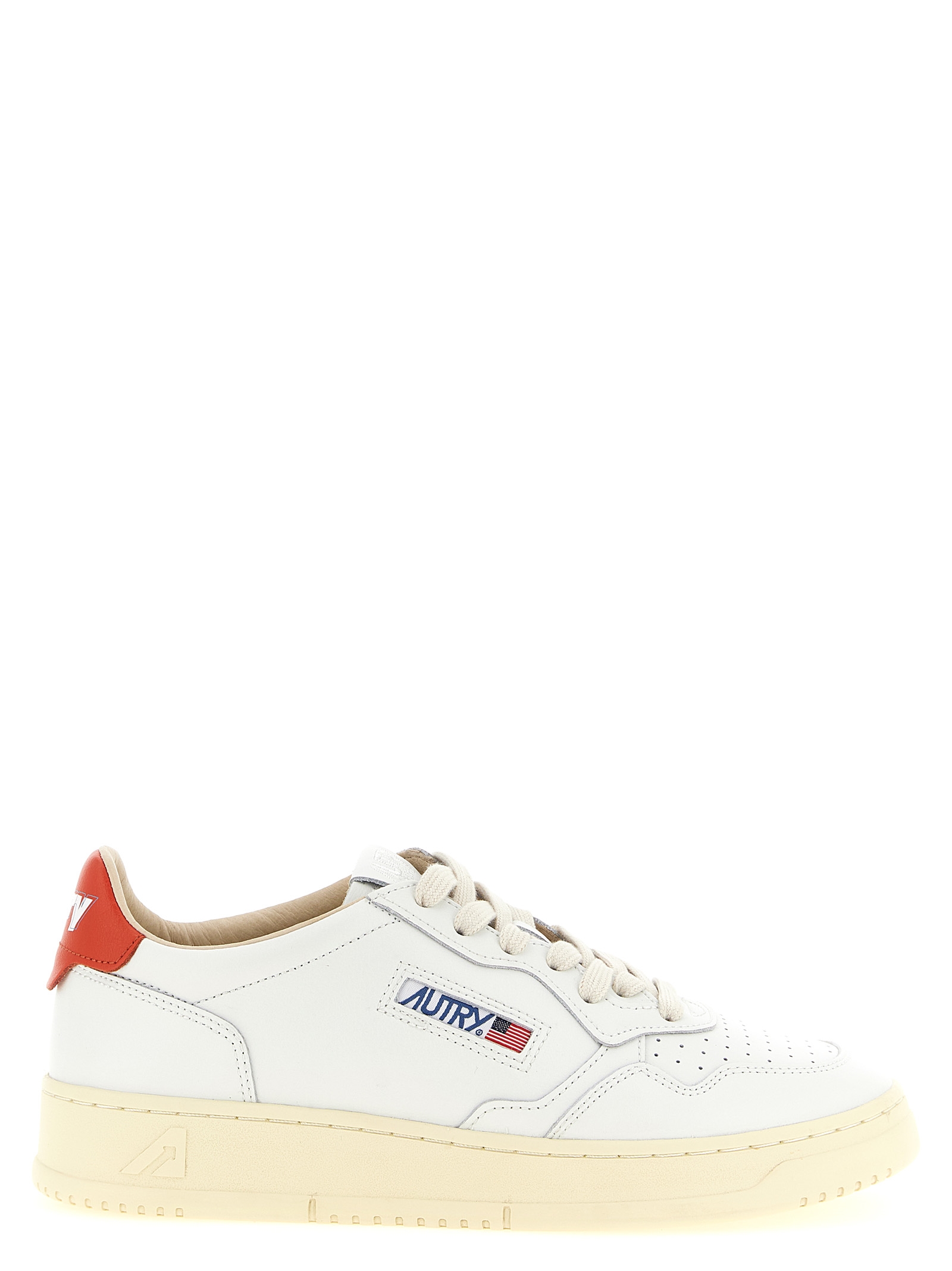 Orange Cowhide Low Top Sneakers