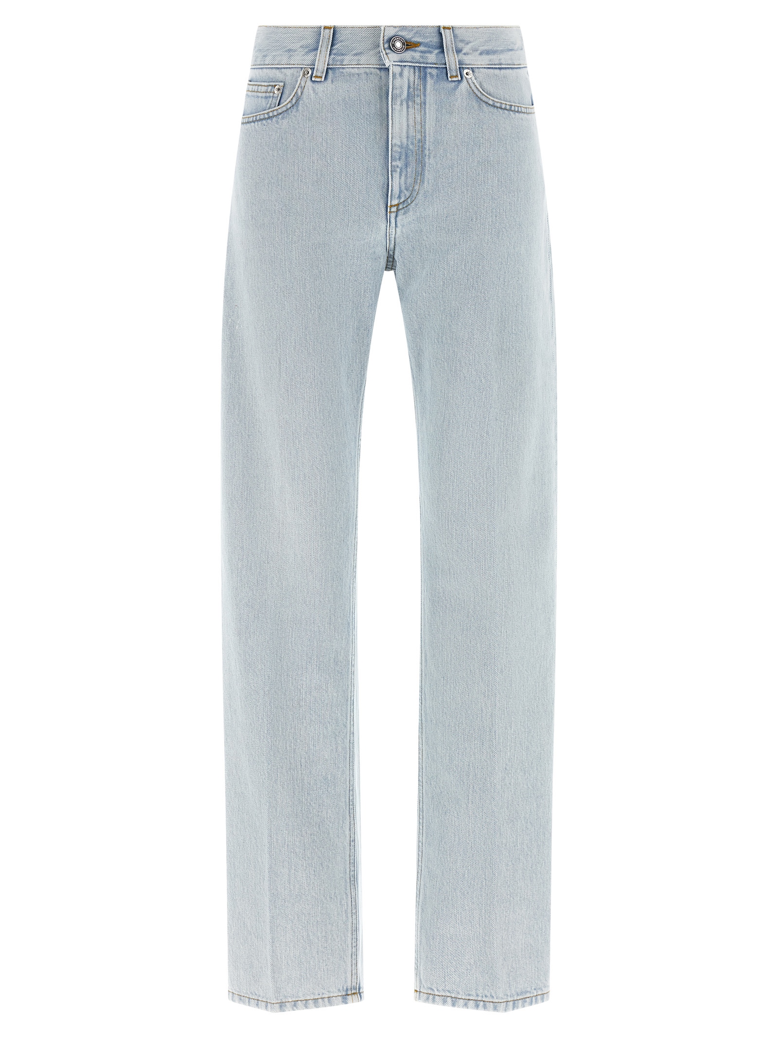 Blue Cotton Straight-Leg Jeans