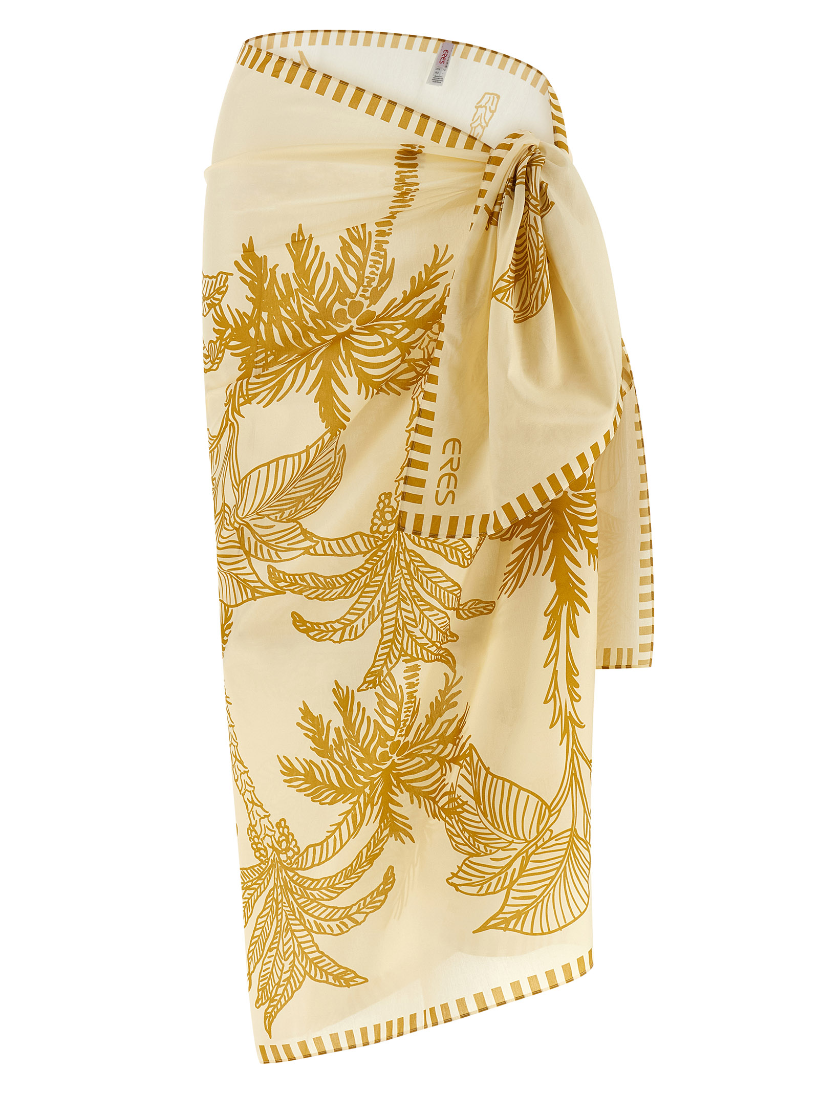 Beige Cotton Midi Skirt