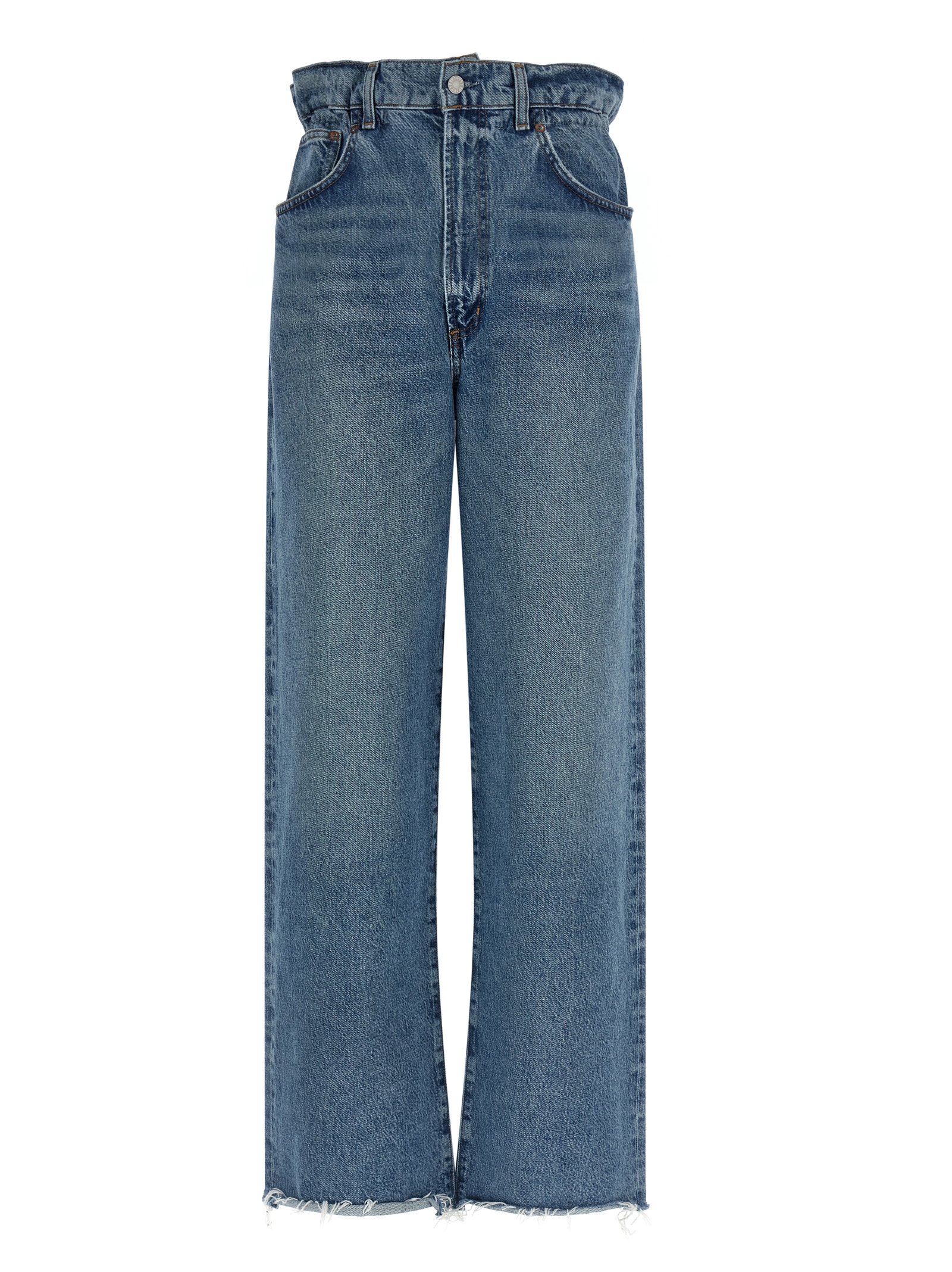 Blue Cotton Straight-Leg Jeans