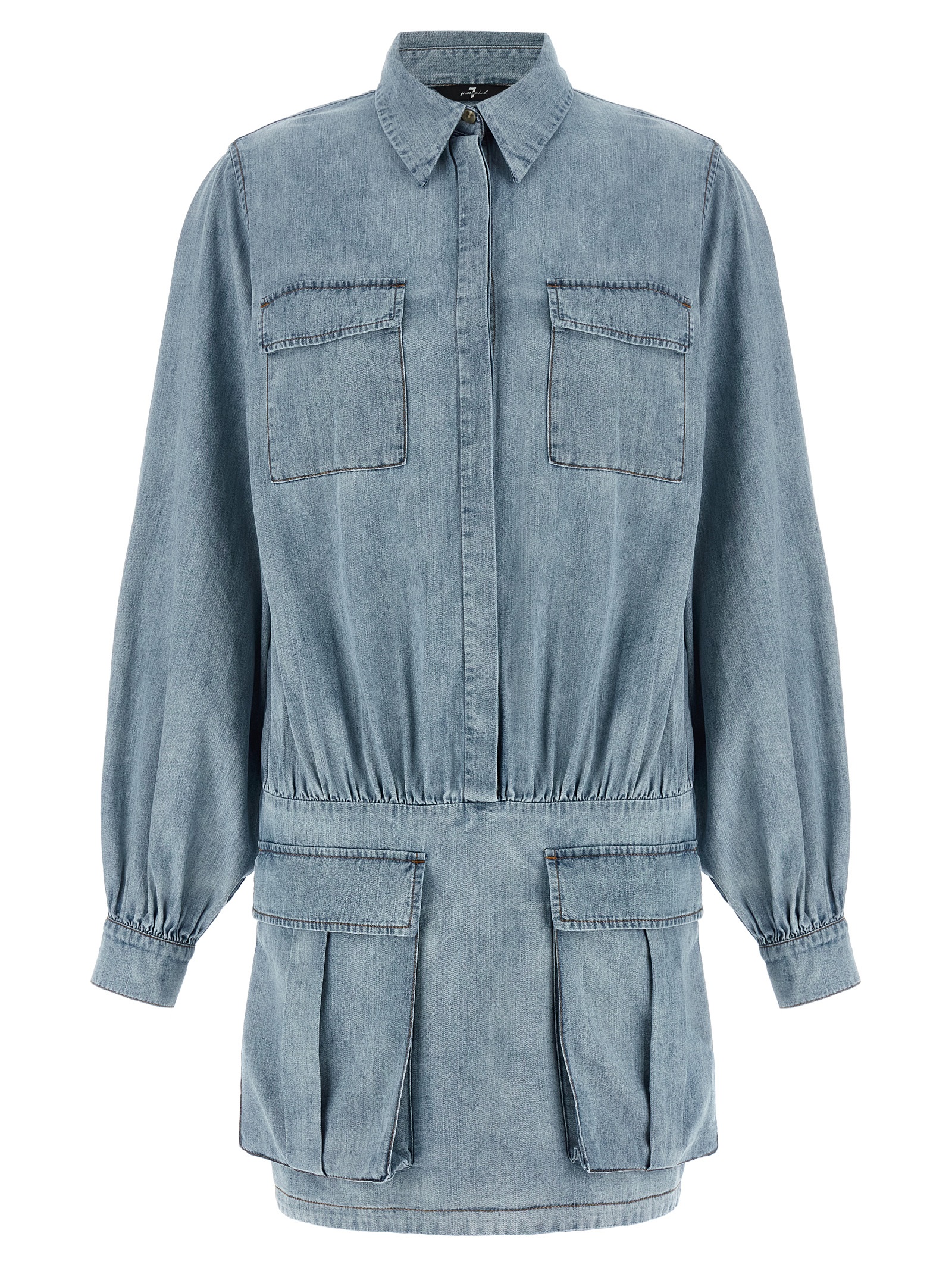 Blue Cotton Short Dress