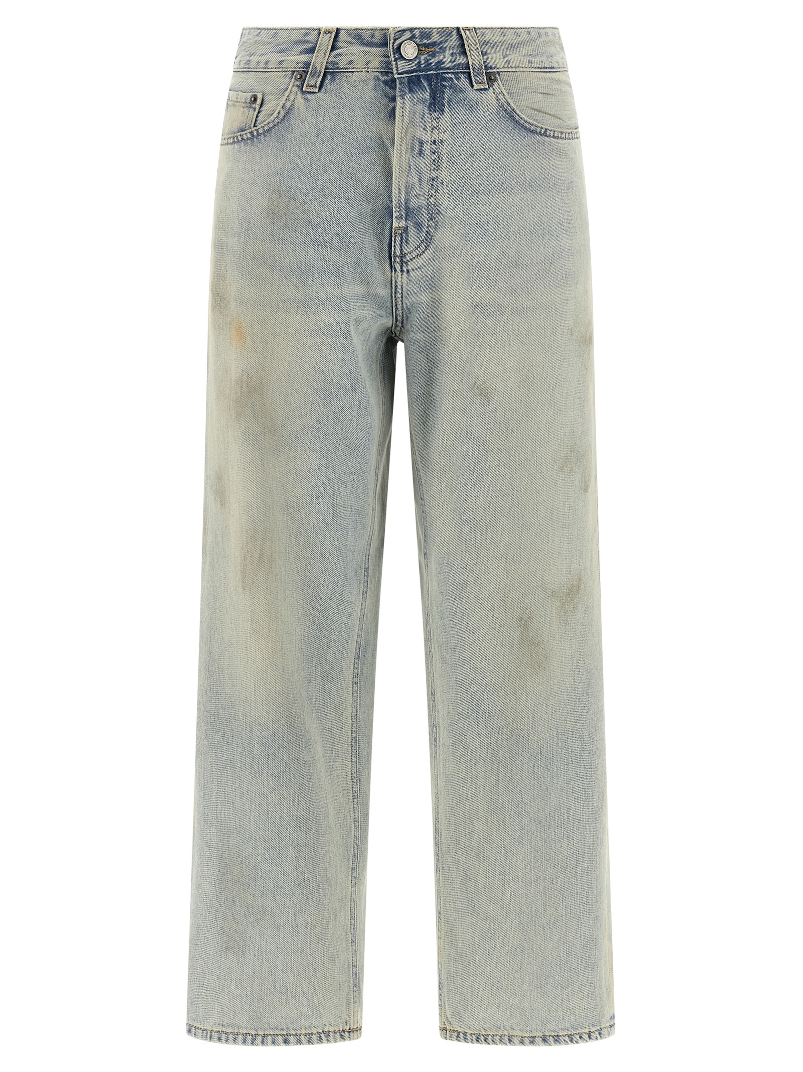 Blue Cotton Cropped Jeans
