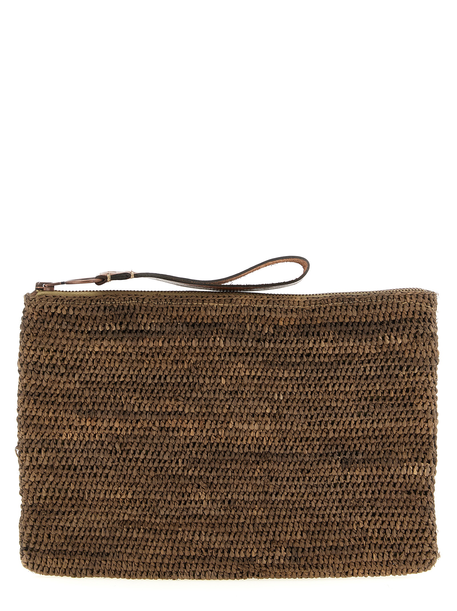 Brown Raffia Clutch Bag