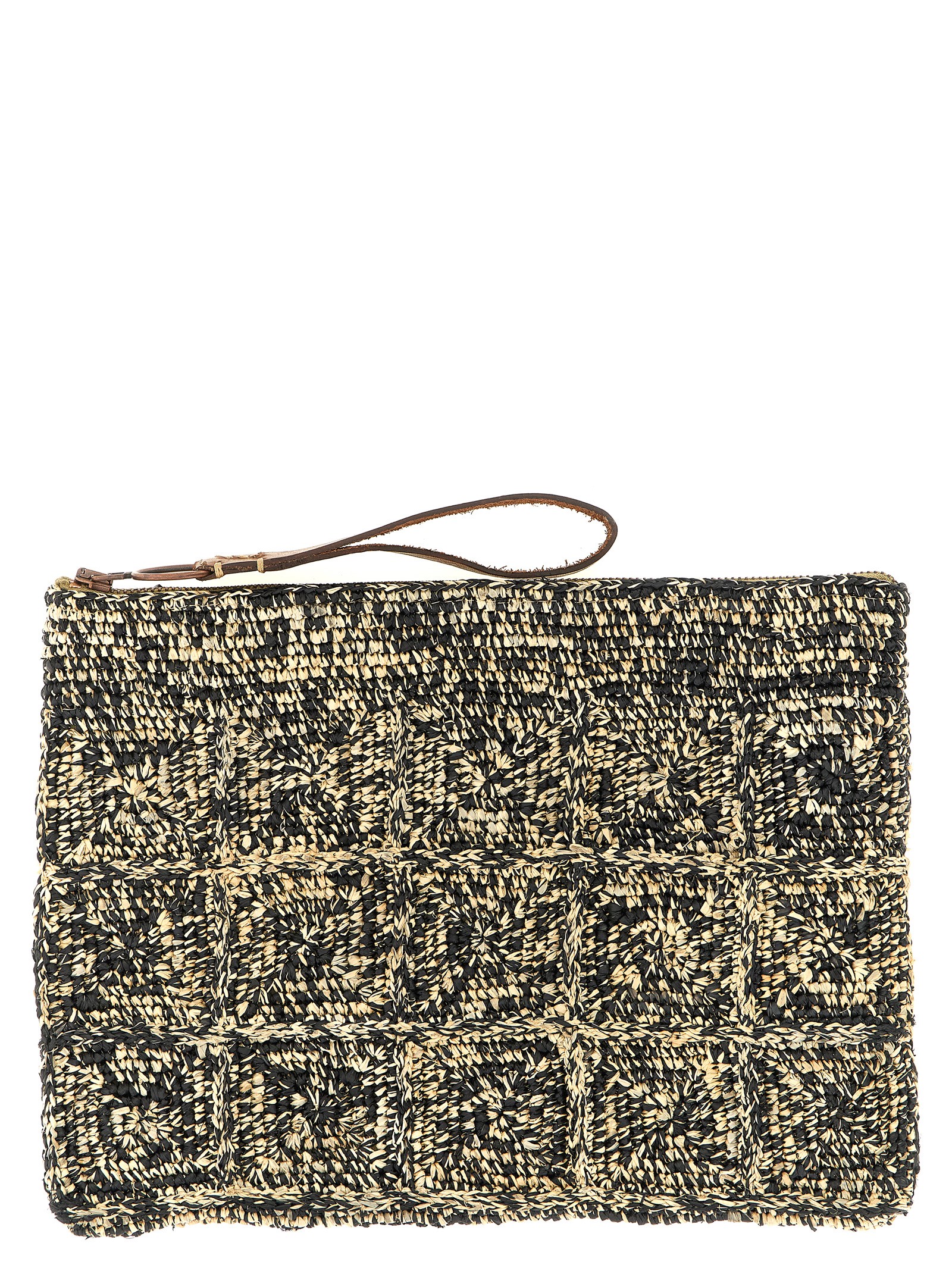 Bicolor Raffia Clutch Bag
