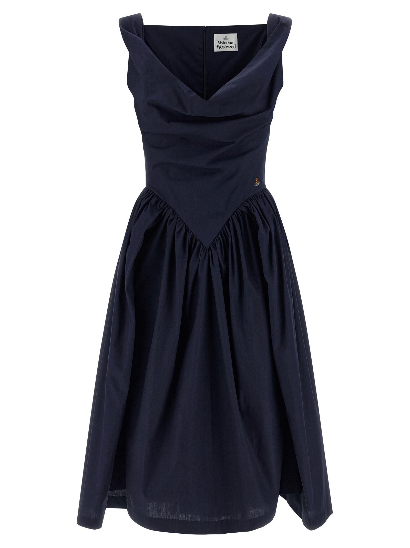 Blue Cotton Midi Dress