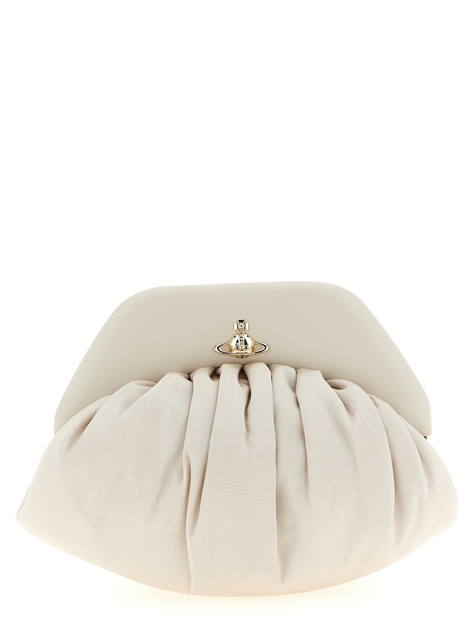 Beige Viscose Clutch Bag
