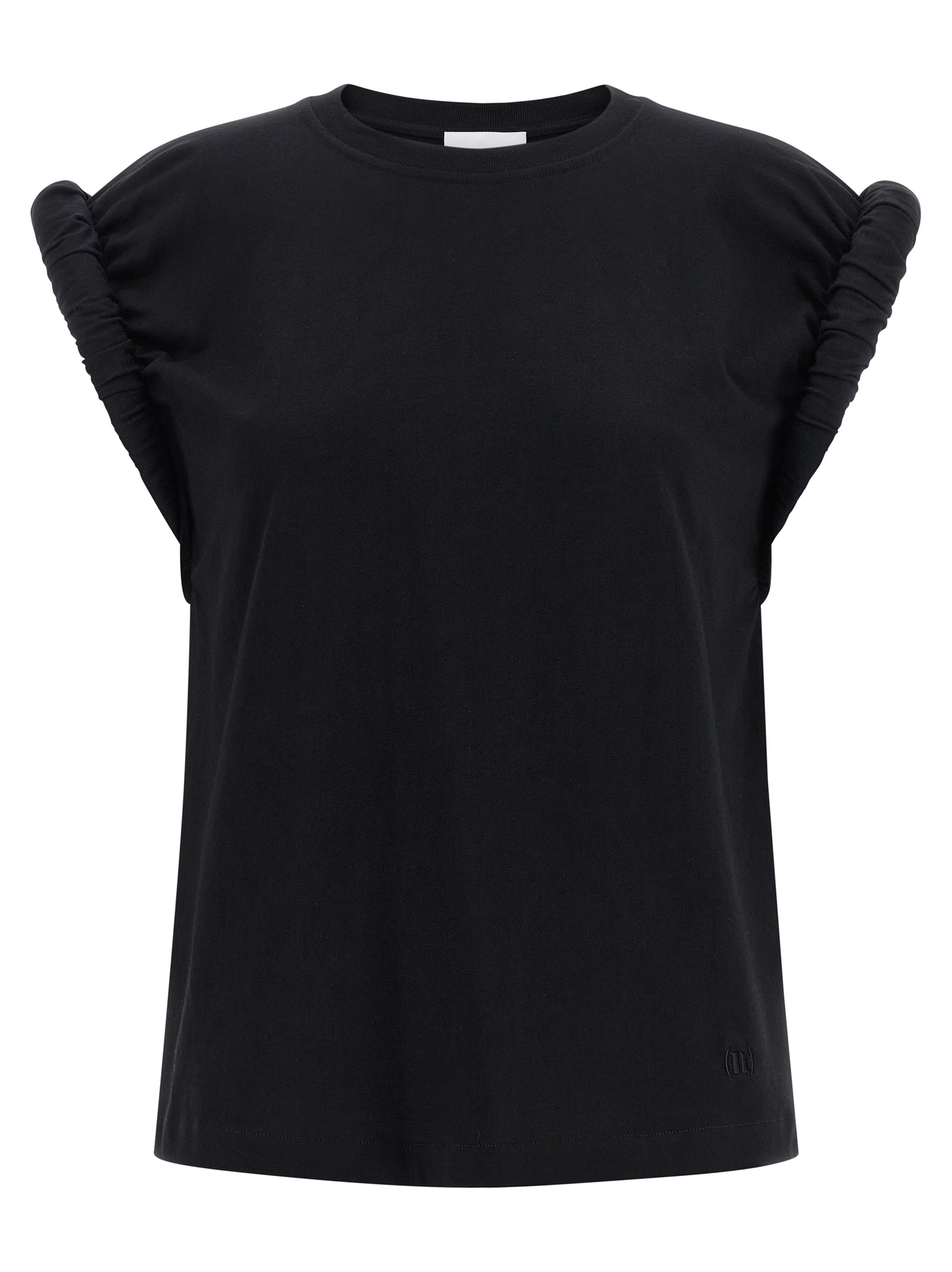 Black Cotton Sleeveles T-Shirt