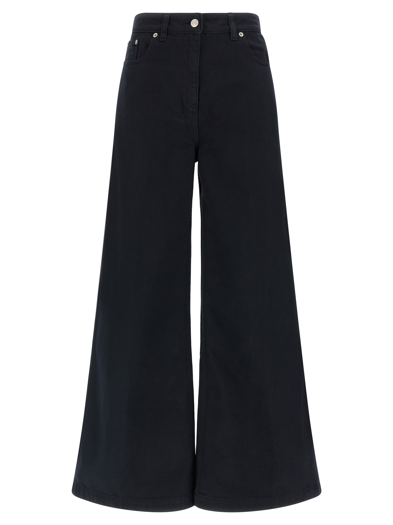 Blue Cotton Flared Pants