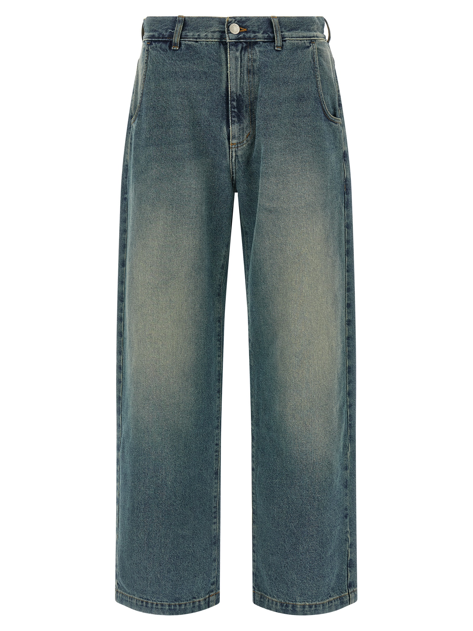 Blue Organic Cotton Straight-Leg Jeans